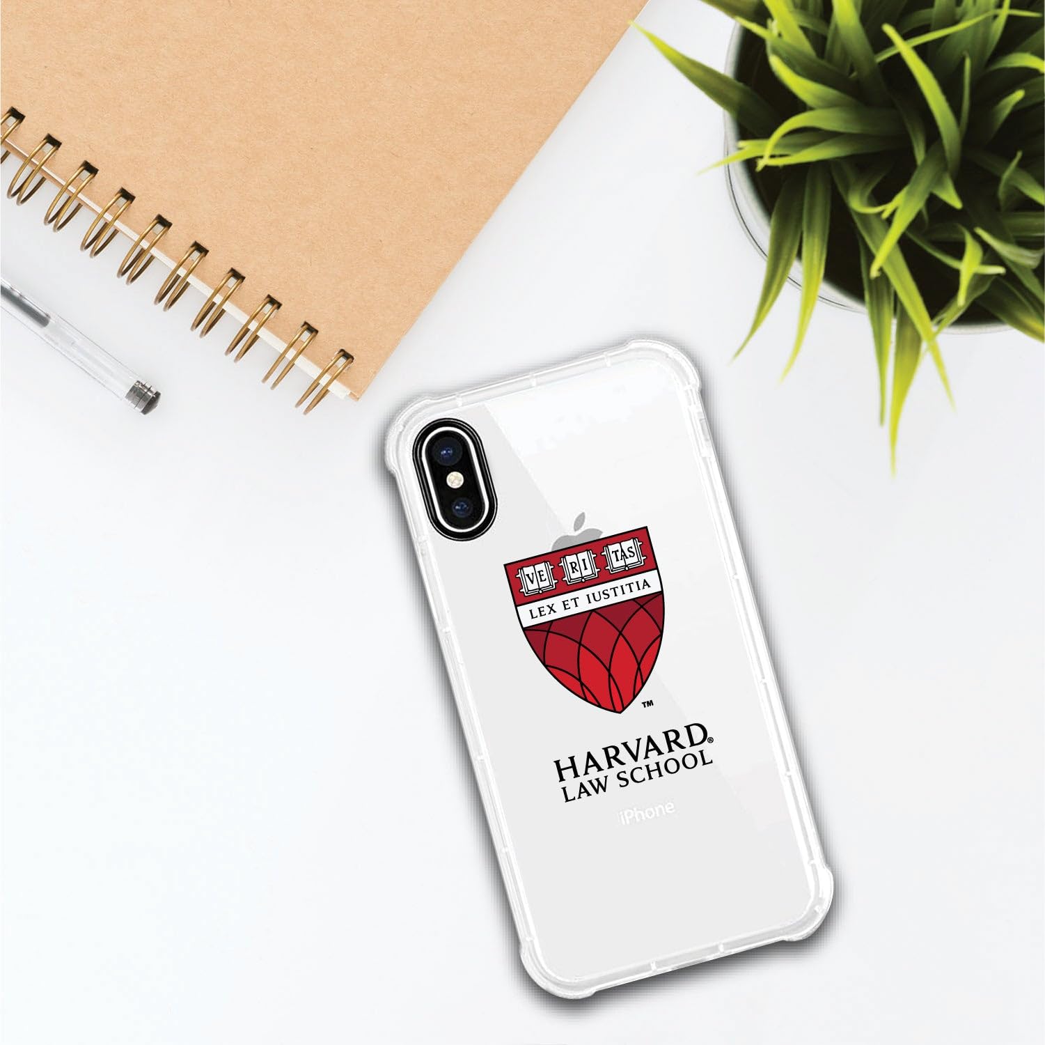 OTM Essentials Rugged Phone Case for iPhone 13 Pro - Shockproof Protective Cover with Tough Edge Design | Harvard Law School Classic White | Perfect for Students, Professionals & Daily Use