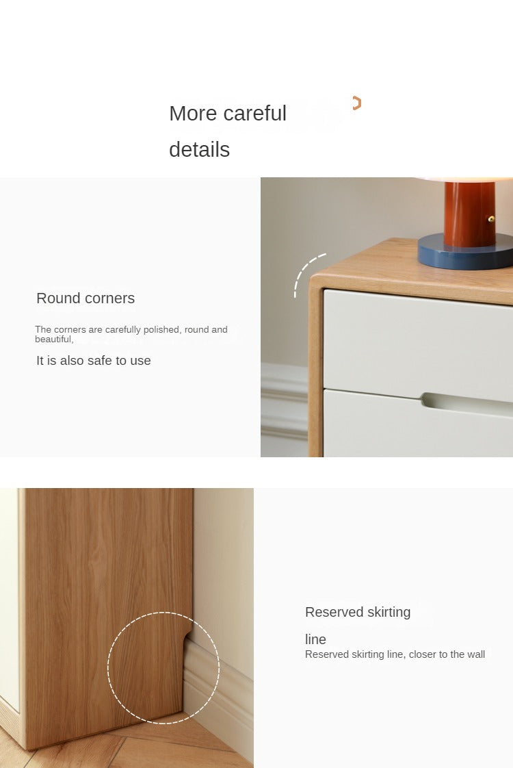 Solid Oak Wood Ultra Thin Sideboard - Modern Slim Console Table for Living Room, Entryway, or Dining Room Storage