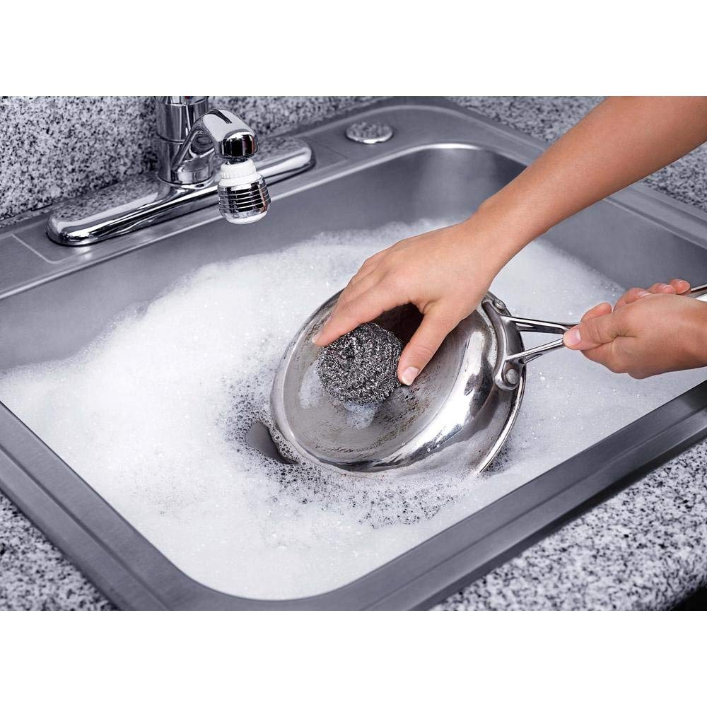 Premium Fuller Brush Stainless Steel Scouring Sponges - 2 Pack (6 Sponges Total) - Heavy Duty Cleaning for Pots, Pans & Kitchenware - Dishwashing & Household Cleaning Essentials