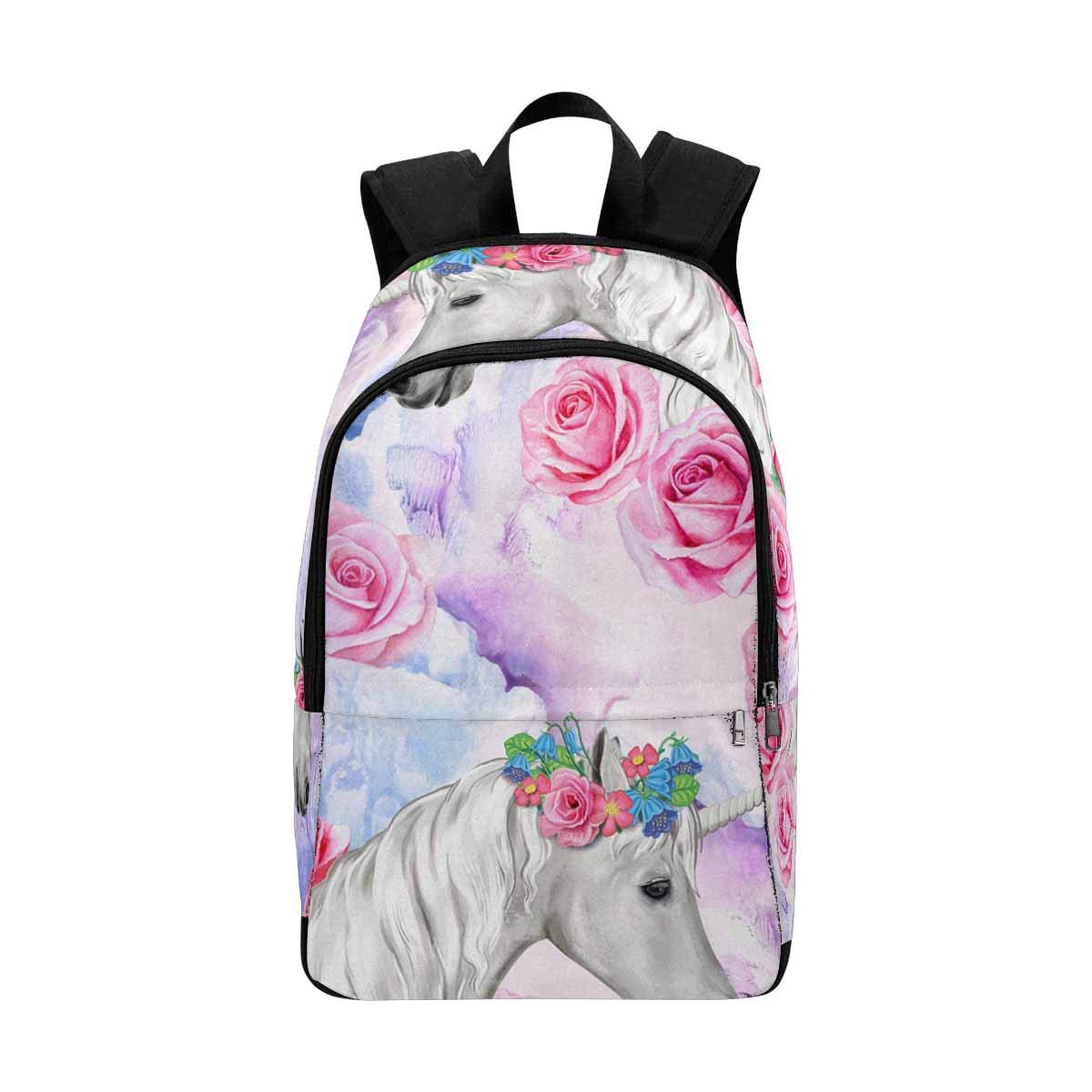 Pink Rose Unicorn Custom School Backpack for Girls - Lightweight Laptop Bookbag with USB Charging Port, Water-Resistant Travel Daypack for School, College, Work & Outdoor Adventures