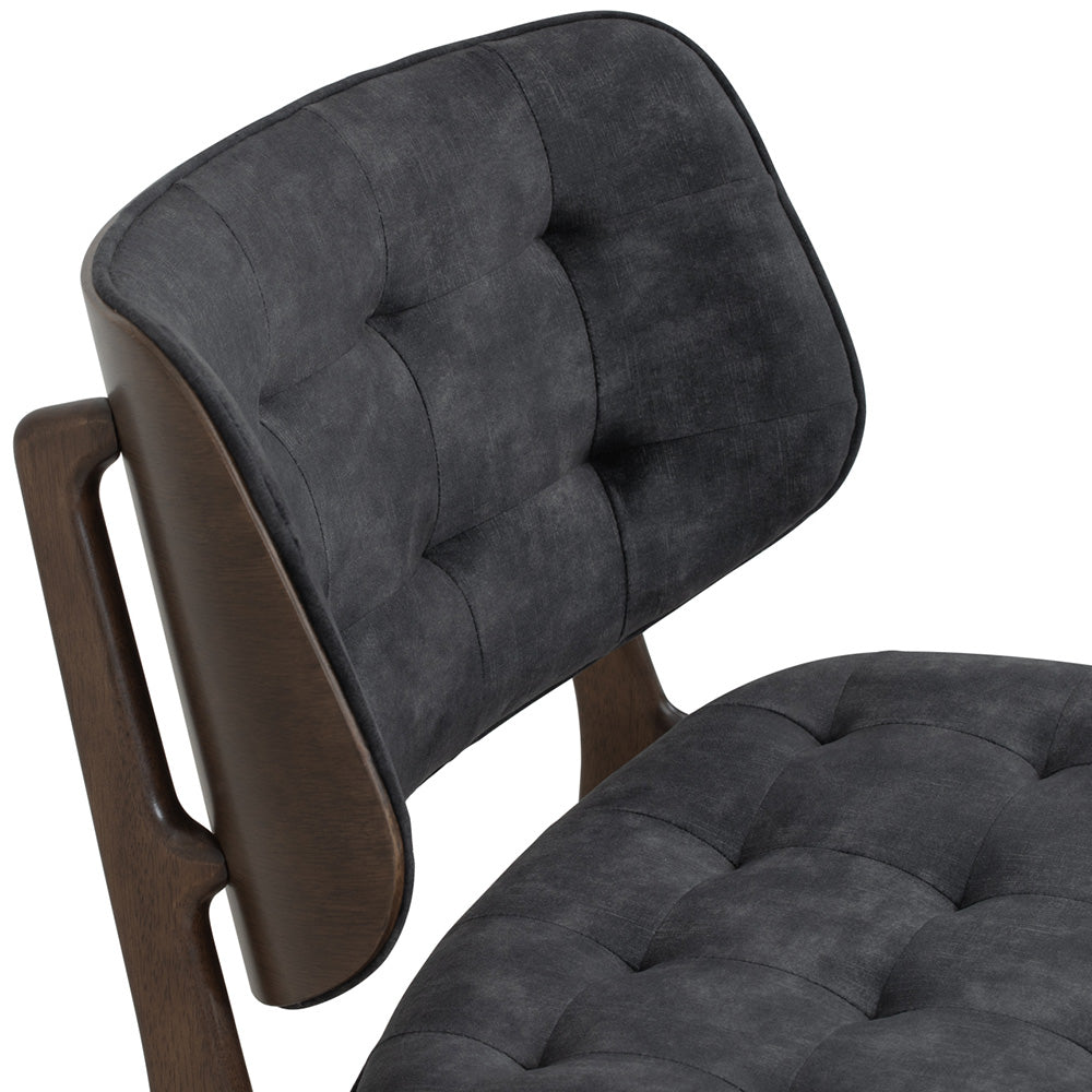 HEATH Lounge Chair - Modern Walnut Wood & Charcoal Fabric Accent Chair for Living Room, Bedroom, Office - Comfortable Reading Chair with Ergonomic Design for Relaxing & Lounging