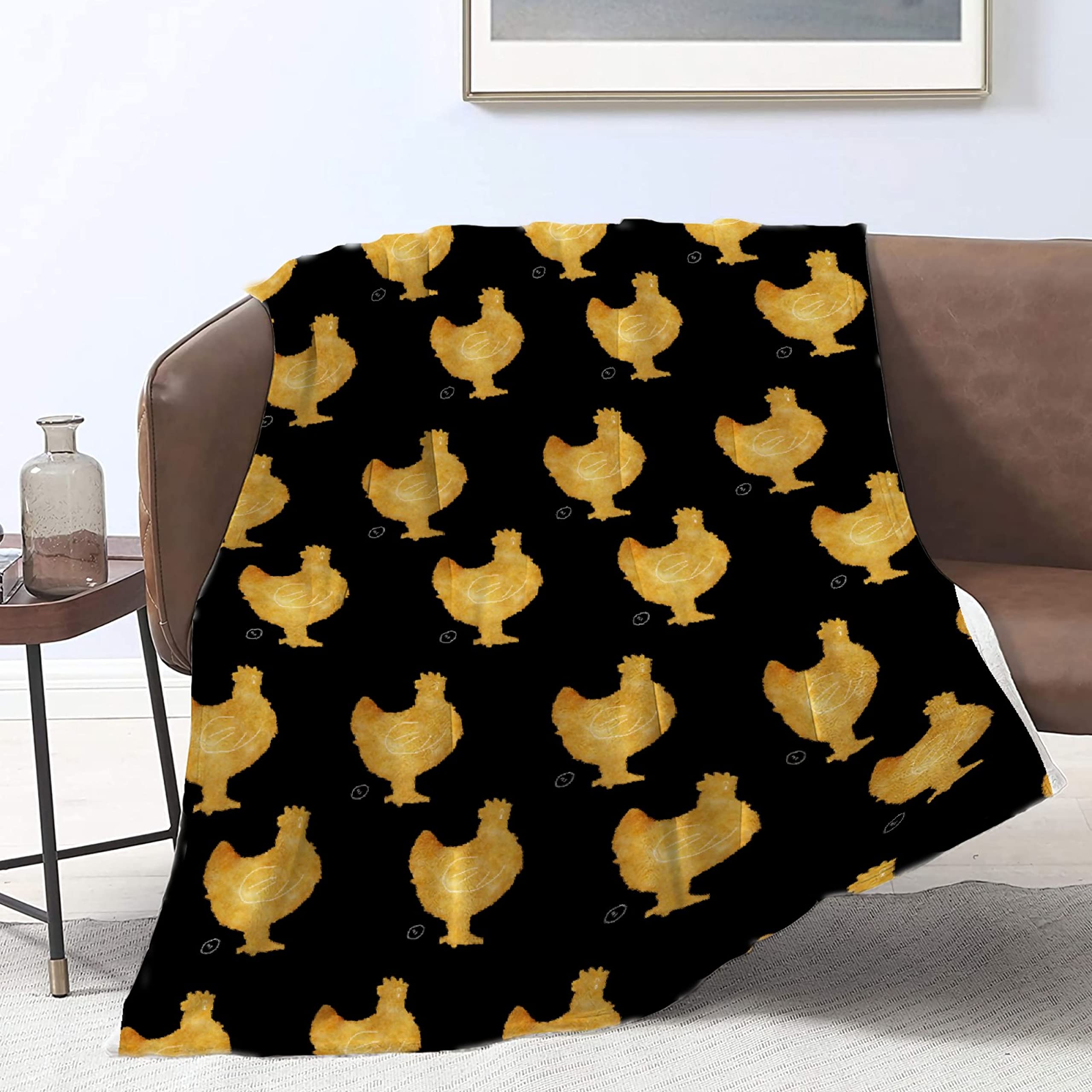Premium Black Chicken Nugget Throw Blanket - Ultra Soft Flannel Fleece Blanket for Gifts, Plush Lightweight Cozy Blanket for Couch, Sofa & Bed - All Season XL 120x90 inches - Perfect for Family Movie Nights, Camping & Home Decor