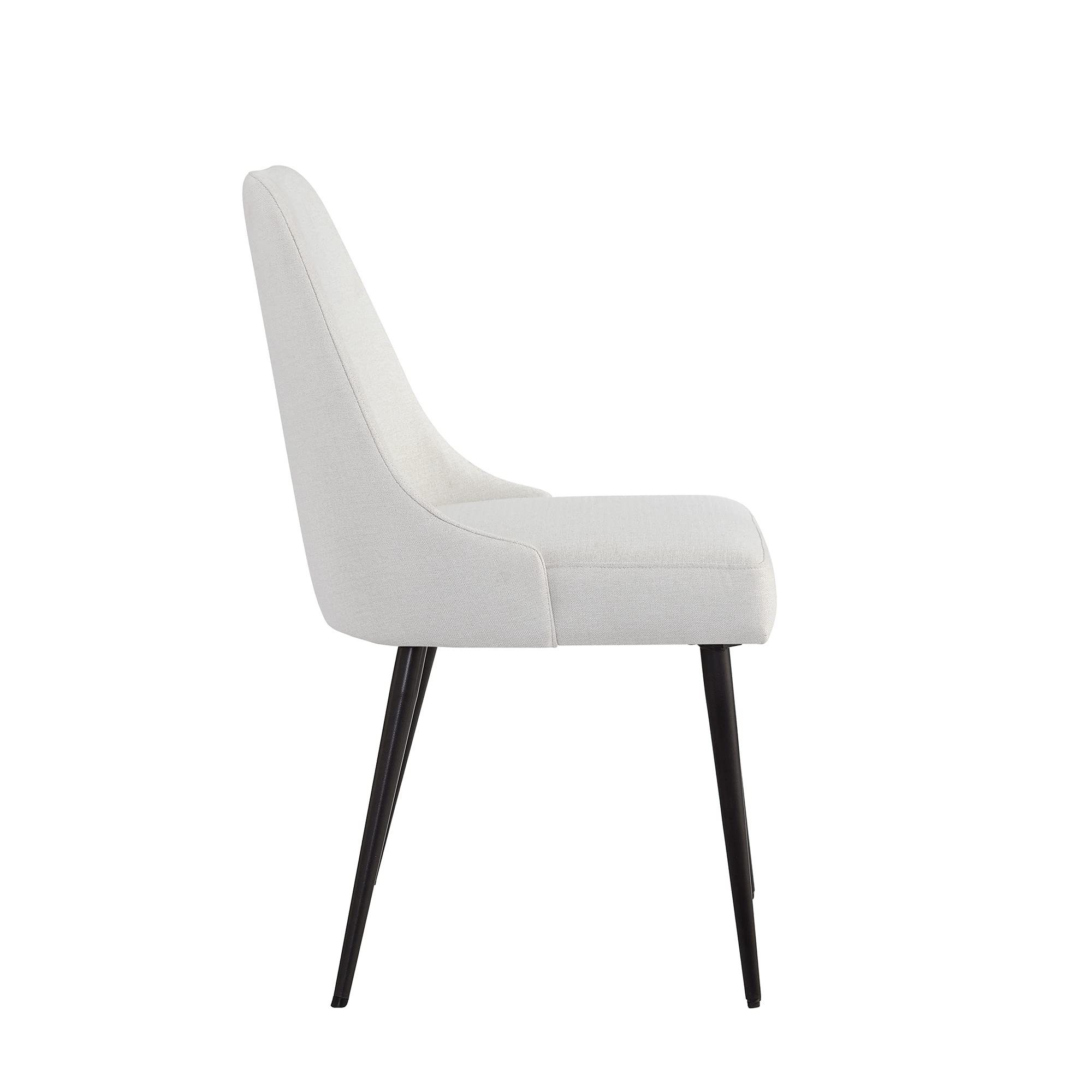 Ball & Cast Upholstered Kitchen and Desk Chair with Metal Legs, Ivory Set of 2 - Modern Dining & Home Office Seating for Comfortable Meals and Work