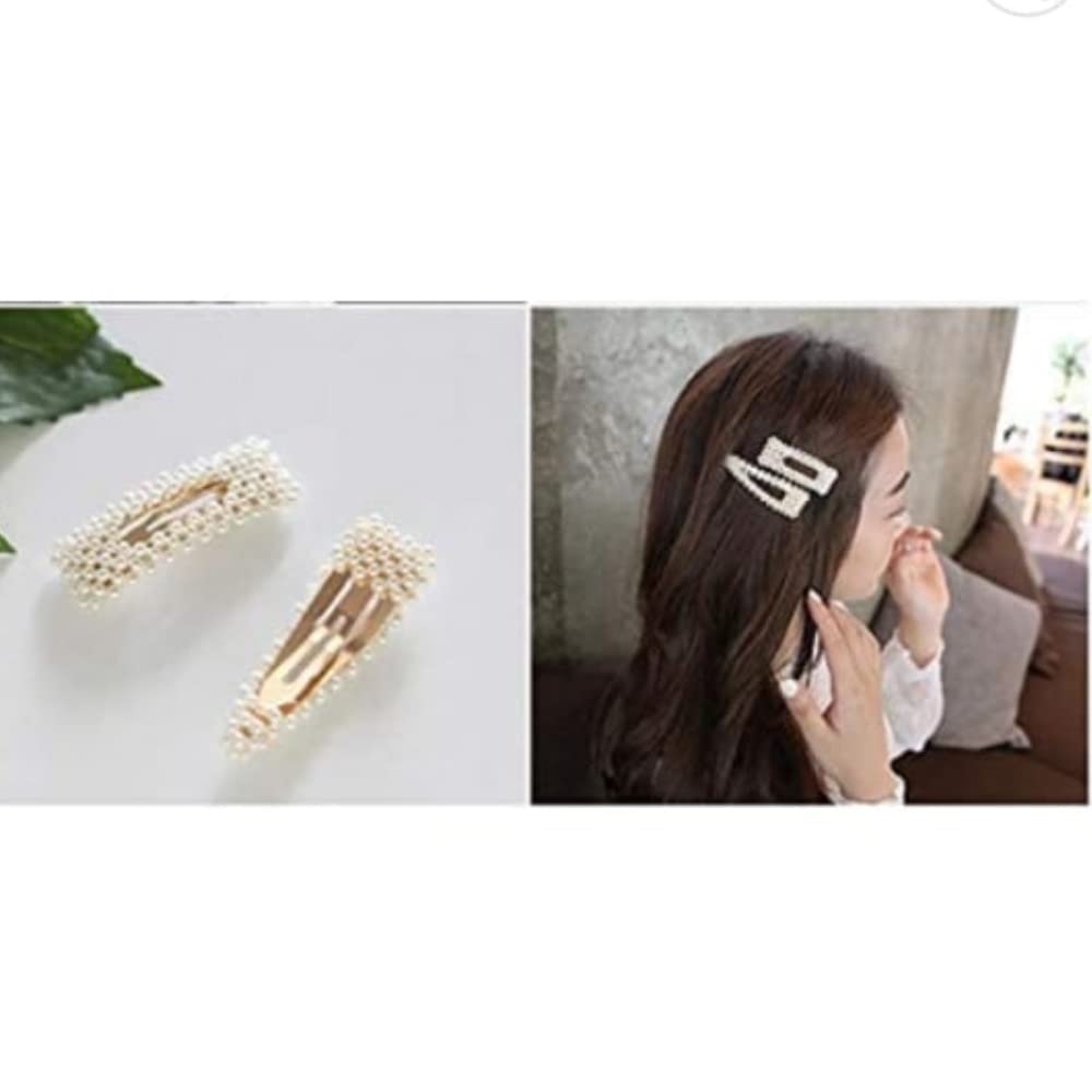 RSJ TRADERS - 6 Pack Metal Pearl Hair Clips for Women | Korean Style Hairpins & Barrettes | Fashion Hair Accessories for Women & Girls | Perfect for Weddings, Parties & Everyday Styling