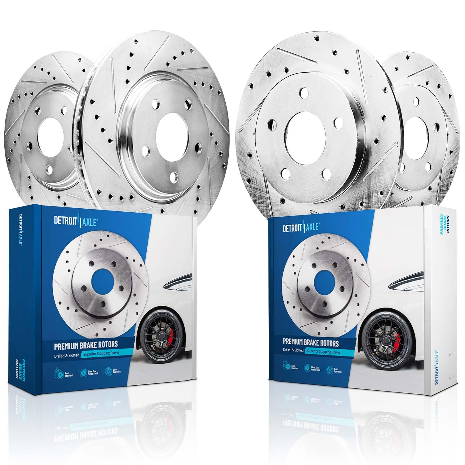 Detroit Axle Drilled & Slotted Brake Rotors for Honda Accord 2003-2007 - Front (11.1