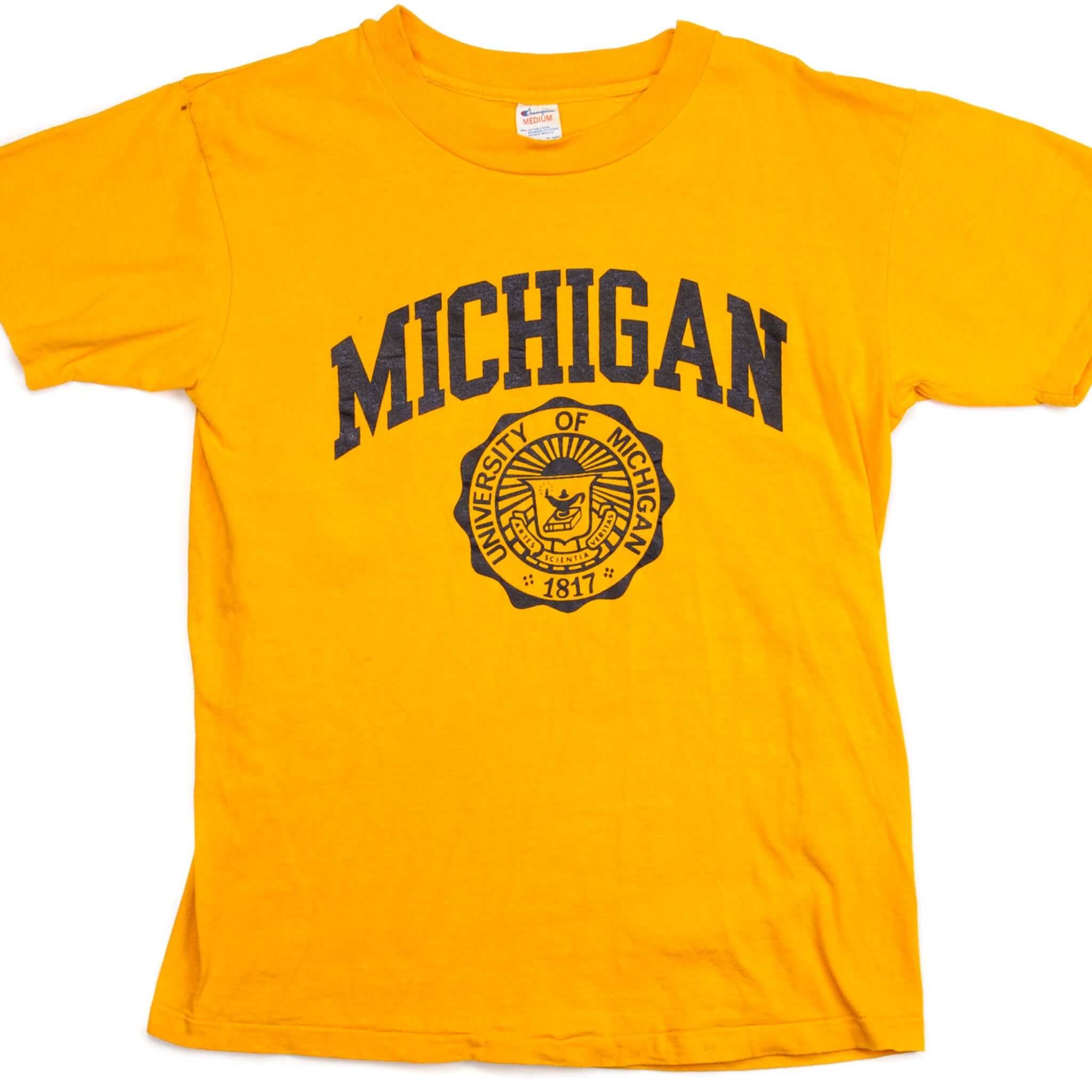 Vintage Champion University of Michigan Tee Shirt - Early 1980s Small Size - Made in USA - Perfect for College Football Games and Retro Fashion Outfits