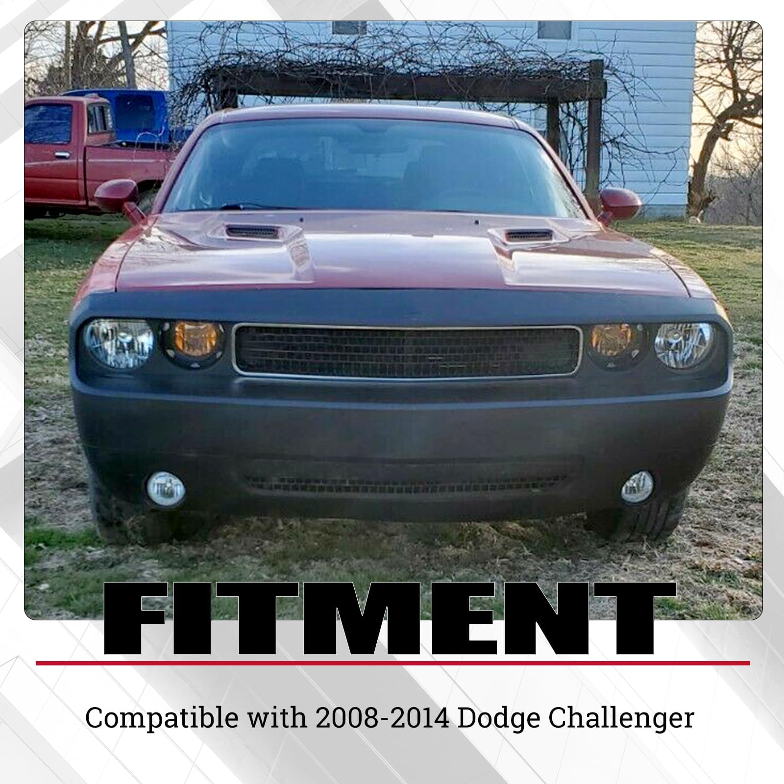 HECASA Chrome Front Bumper Upper Grille Replacement for 2008-2014 Dodge Challenger - Compatible with CH1200338 & 68043388AB - Perfect for Car Restoration & Custom Upgrades