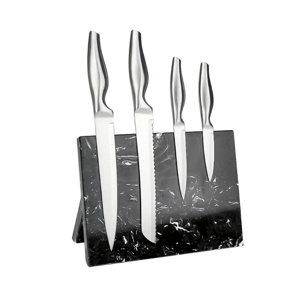 Premium Magnetic Knife Holder - Nordic Style Marble Knife Block Stand for Kitchen Knives - Secure Storage for Chef Knives, Paring Knives & Kitchen Tools - Perfect for Modern Home Kitchens & Professional Cooking Spaces (Black)