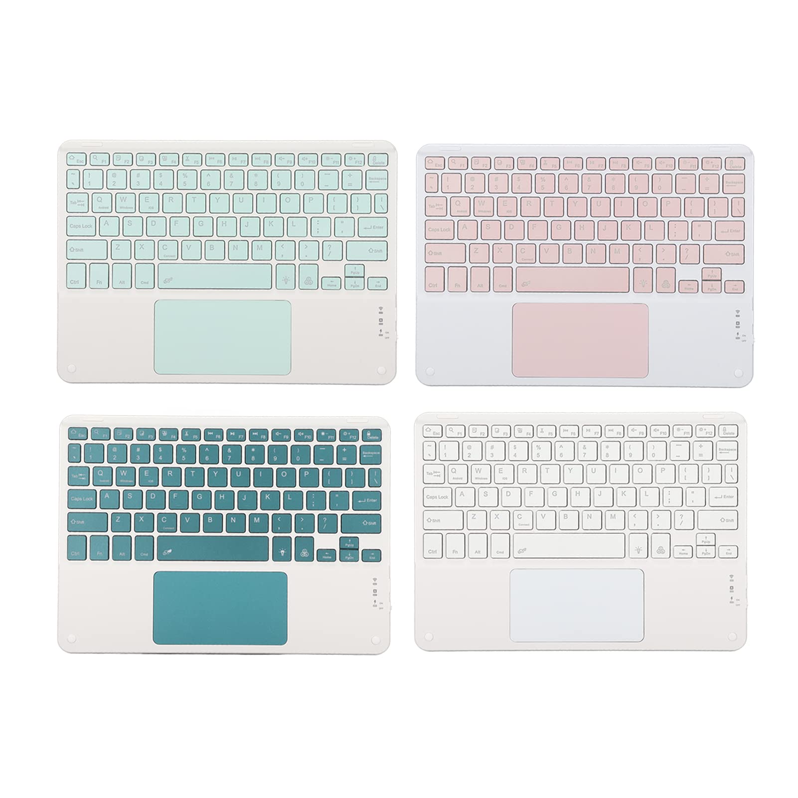 10 Inch Ultra Silent Portable Bluetooth Keyboard with Touchpad - Mini Ergonomic Keyboard for Laptop, Tablet, Smartphone, Computer (Cyan) - Perfect for Home, Office, and Travel Use