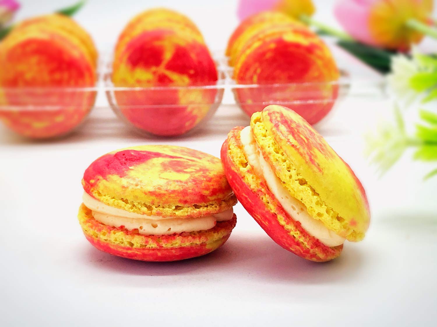 6 Pack Assorted Gluten Free Macarons - Peach, Lemon & Strawberry Cherry Flavors | Perfect for Parties, Gifts & Dessert Lovers
