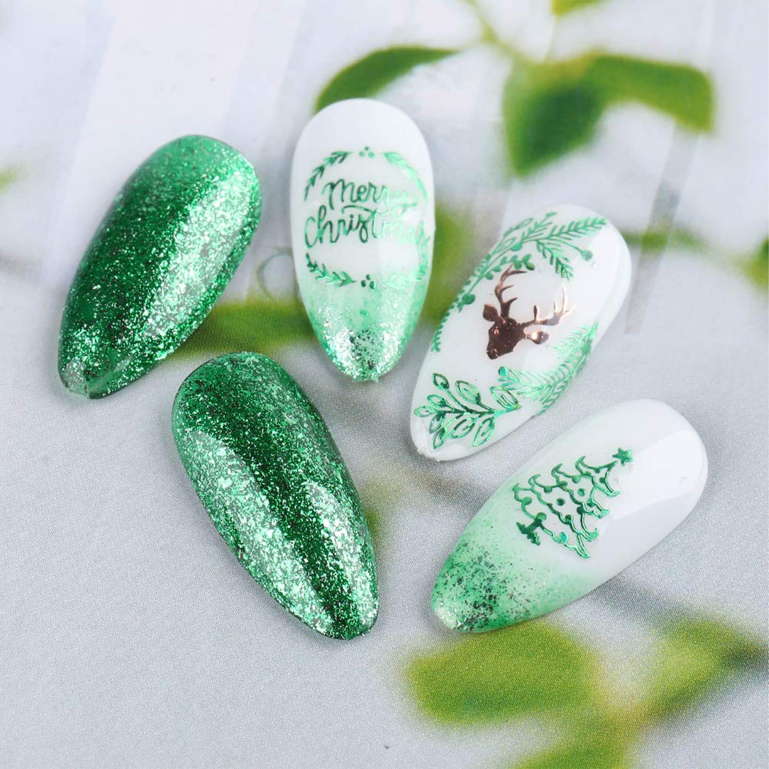 12 Sheets Christmas Nail Art Stickers - Self Adhesive Holiday Nail Decals with 3D Designs | SILPECWEE Nail Decoration Kit for Parties, Gifts & Festive Manicures