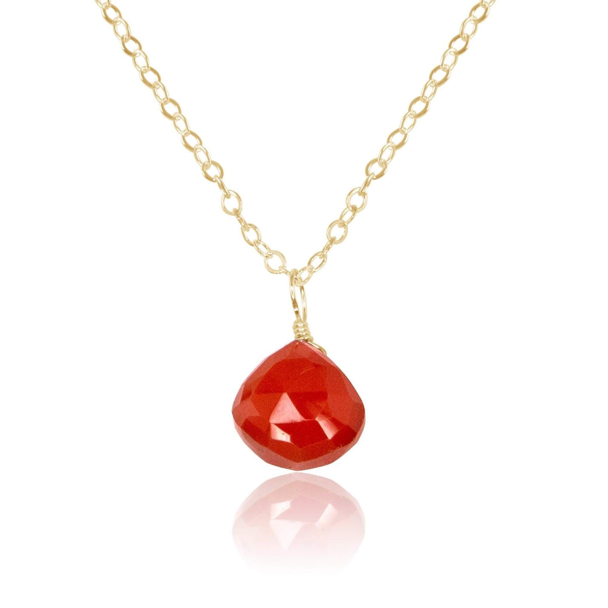 Natural Carnelian Teardrop Crystal Pendant Necklace - Healing Stone Jewelry for Women, Chakra Balancing & Energy Protection - Perfect for Meditation, Yoga & Spiritual Gifts