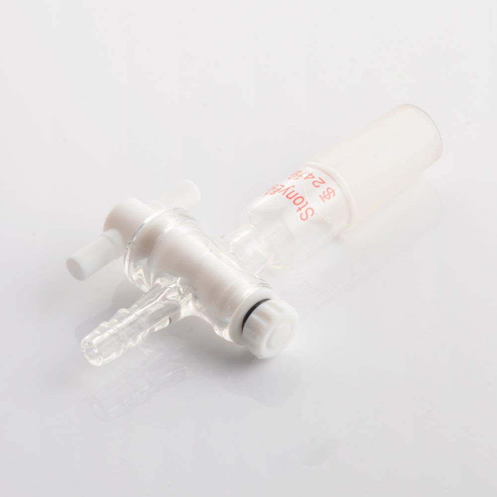 StonyLab PTFE Stopcock Vacuum Flow Control Adapter - 24/40 Joint & Straight Hose Connector for Laboratory Equipment | Perfect for Chemical Distillation, Vacuum Filtration & Lab Gas Control Systems