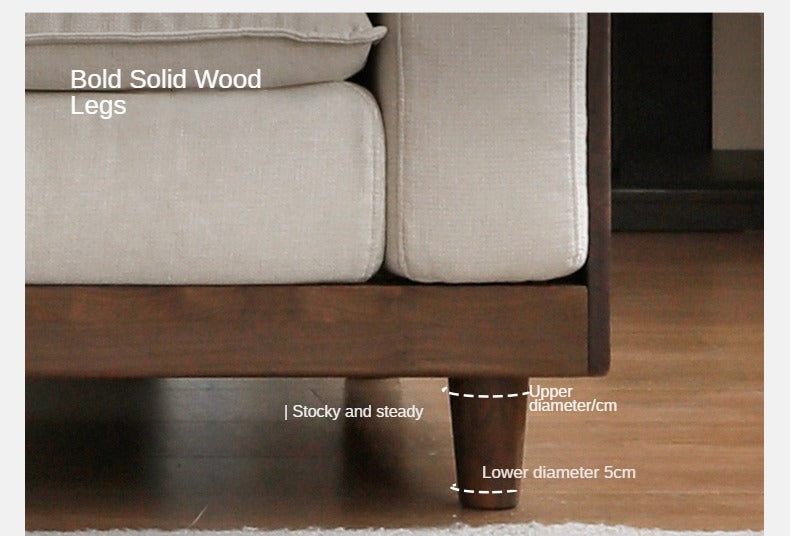 Premium Black Walnut & Ash Solid Wood High Back Sofa - Modern Farmhouse Living Room Furniture for Comfortable Seating & Relaxation - Perfect for Home, Office, or Lounge Areas