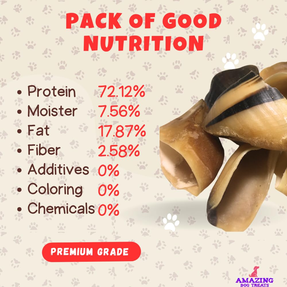 Premium All-Natural Cow Hoof Dog Chews (25-Pack) - Grass-Fed Beef Hooves for Dogs - Safe & Healthy Alternative to Rawhide - Perfect for Training, Teething, and Dental Care