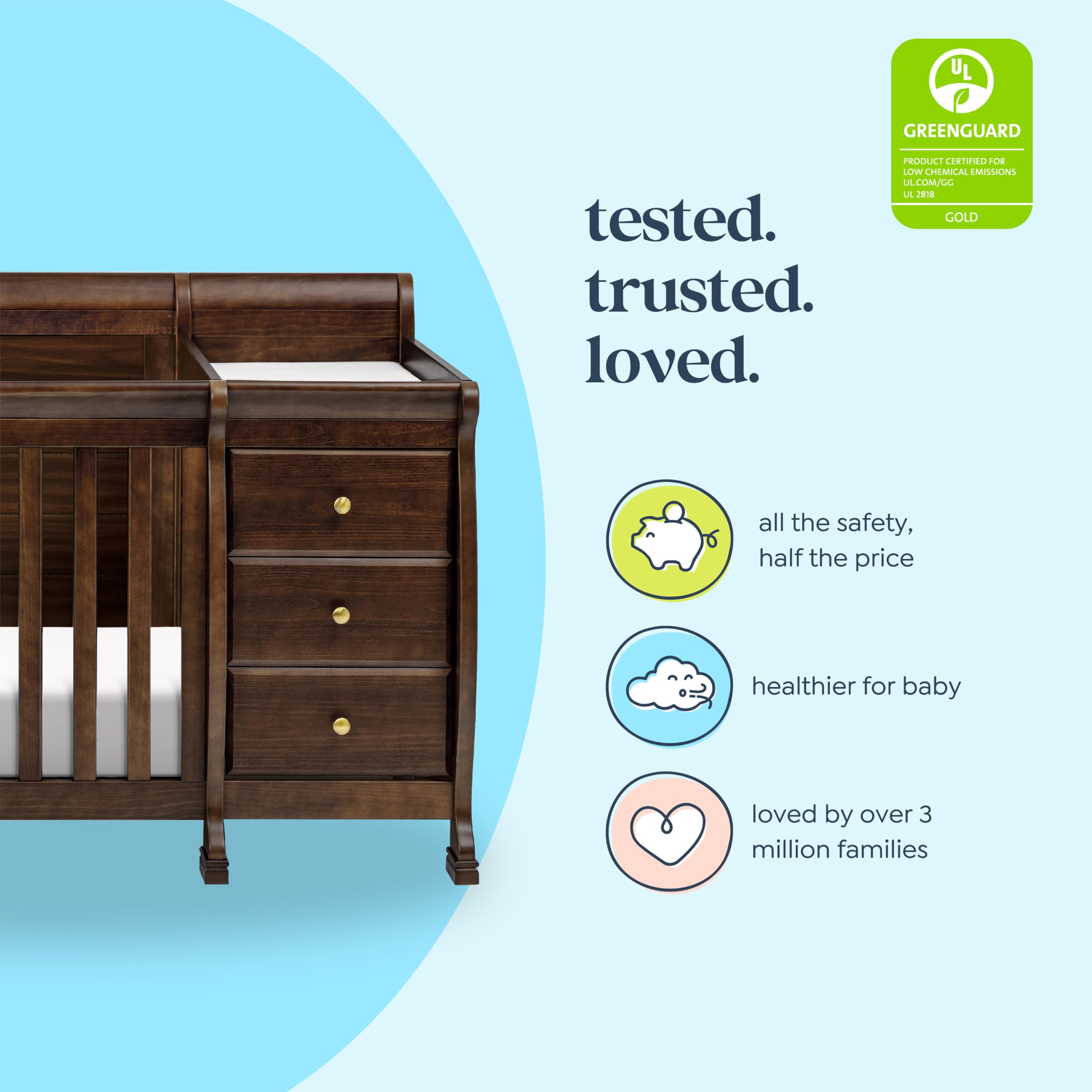 DaVinci Kalani 4-in-1 Convertible Baby Crib with Changing Table - GREENGUARD Gold Certified - Converts to Toddler Bed, Daybed & Full-Size Bed - 4 Adjustable Mattress Heights - White - Perfect for Nursery, Bedroom & Guest Room