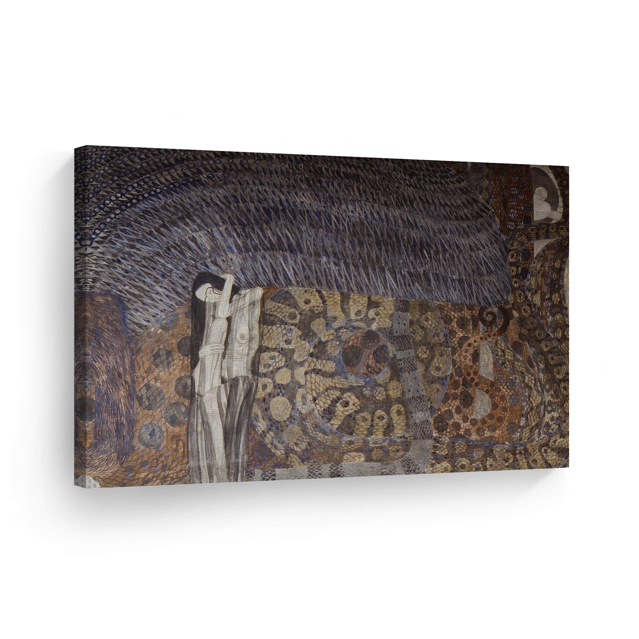Gustav Klimt Beethoven Frieze 1905 Canvas Wall Art Print - Famous Oil Painting Reproduction - Modern Home Decor - Ready to Hang (24x36) - Made in USA | Perfect for Living Room, Bedroom & Office Decor