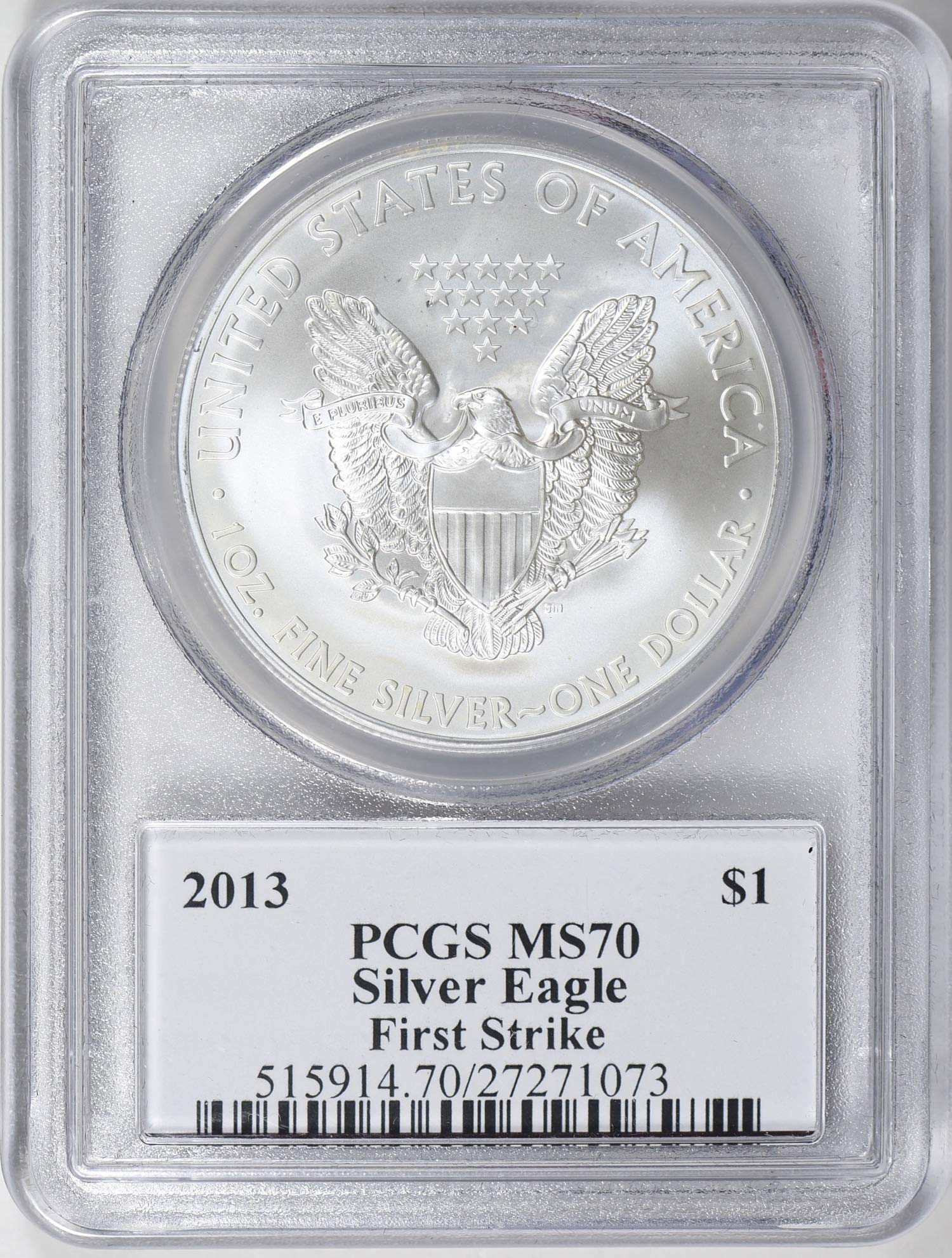 2013 $1 Silver Eagle First Strike PCGS MS-70 (Mercanti Signed Flag Label) - Rare Collectible Coin for Investment & Gifts | Perfect for Coin Collectors, Investors & Special Occasions