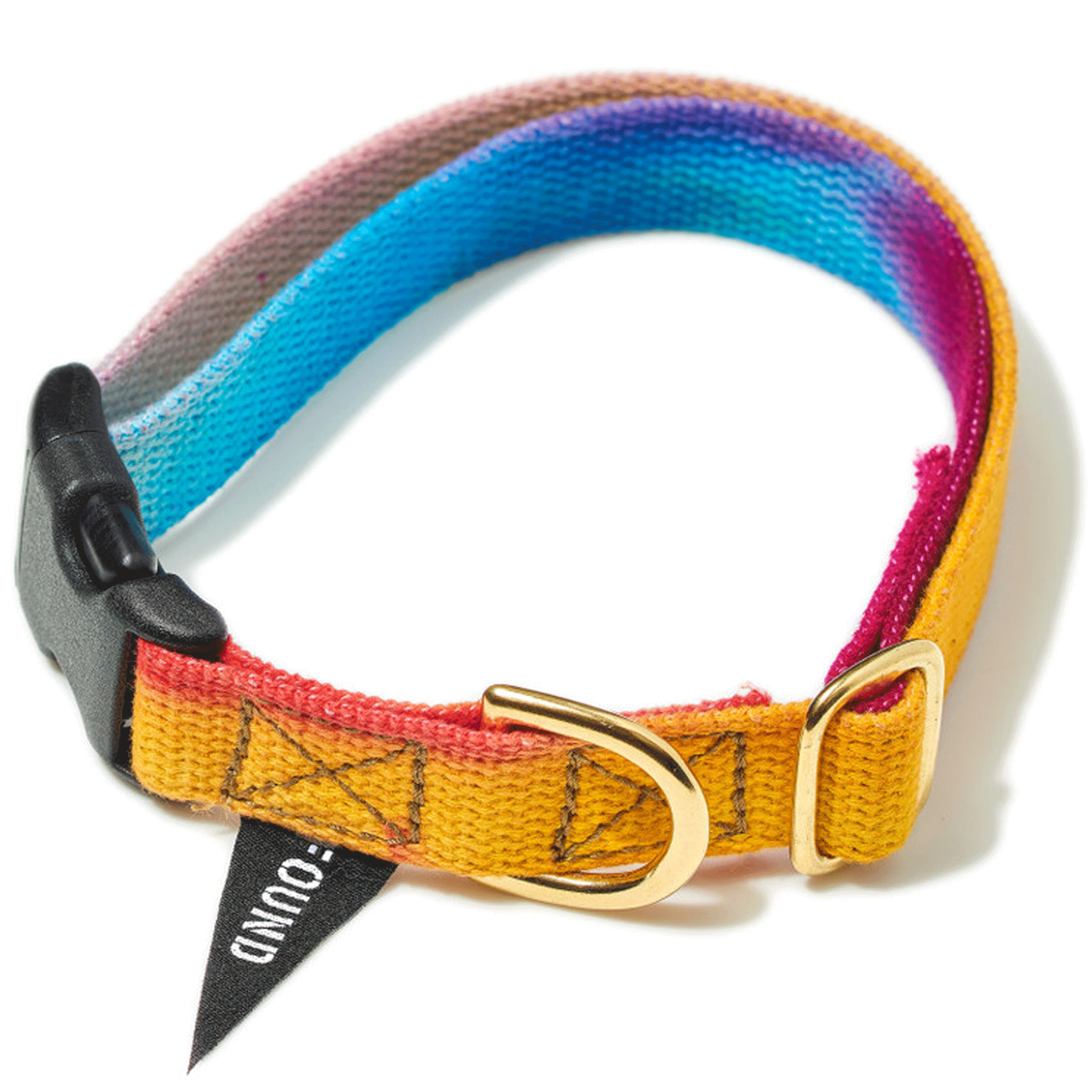 Found My Animal Rainbow Hand-Dyed Flat Snap Dog Collar - Durable & Stylish Pet Collar for Small to Medium Dogs - Perfect for Walks, Training & Outdoor Adventures