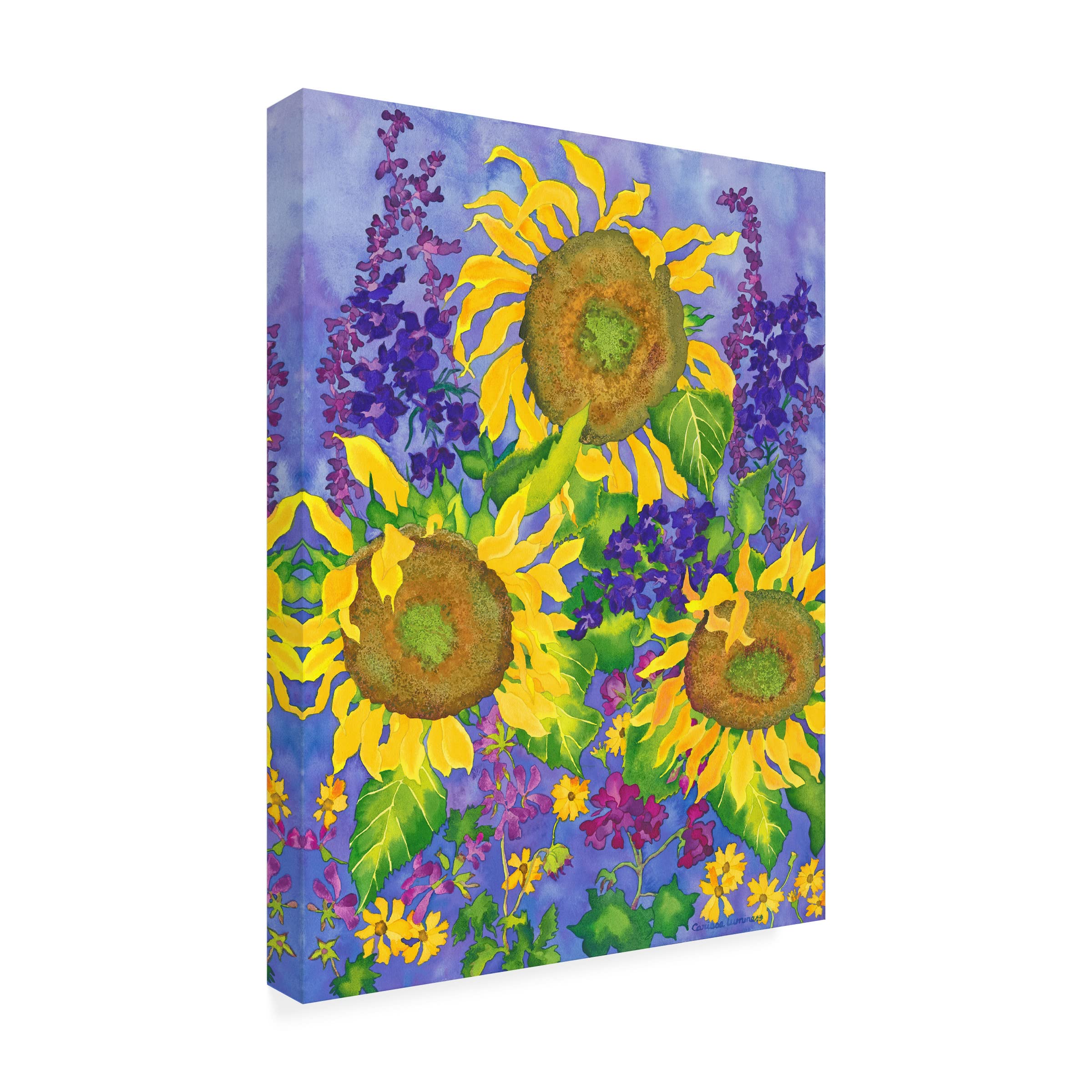 Trademark Fine Art 'Sunflower Power' Canvas Wall Art by Carissa Luminess - Vibrant Floral Painting for Living Room, Bedroom & Office Decor