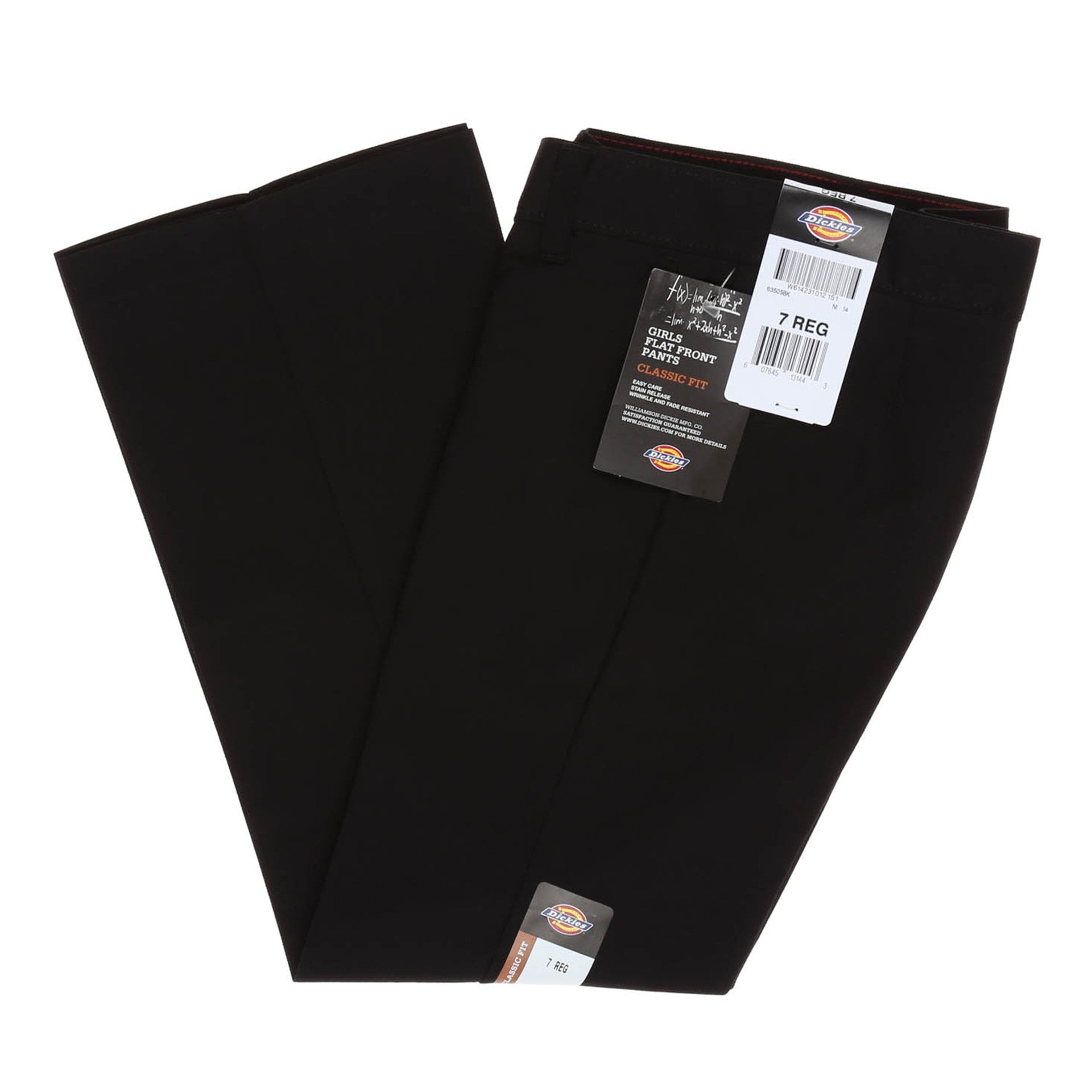 Dickies Girls Flat Front Pants (Size 7-20) - Black | Durable School Uniform Pants for Everyday Wear & Play