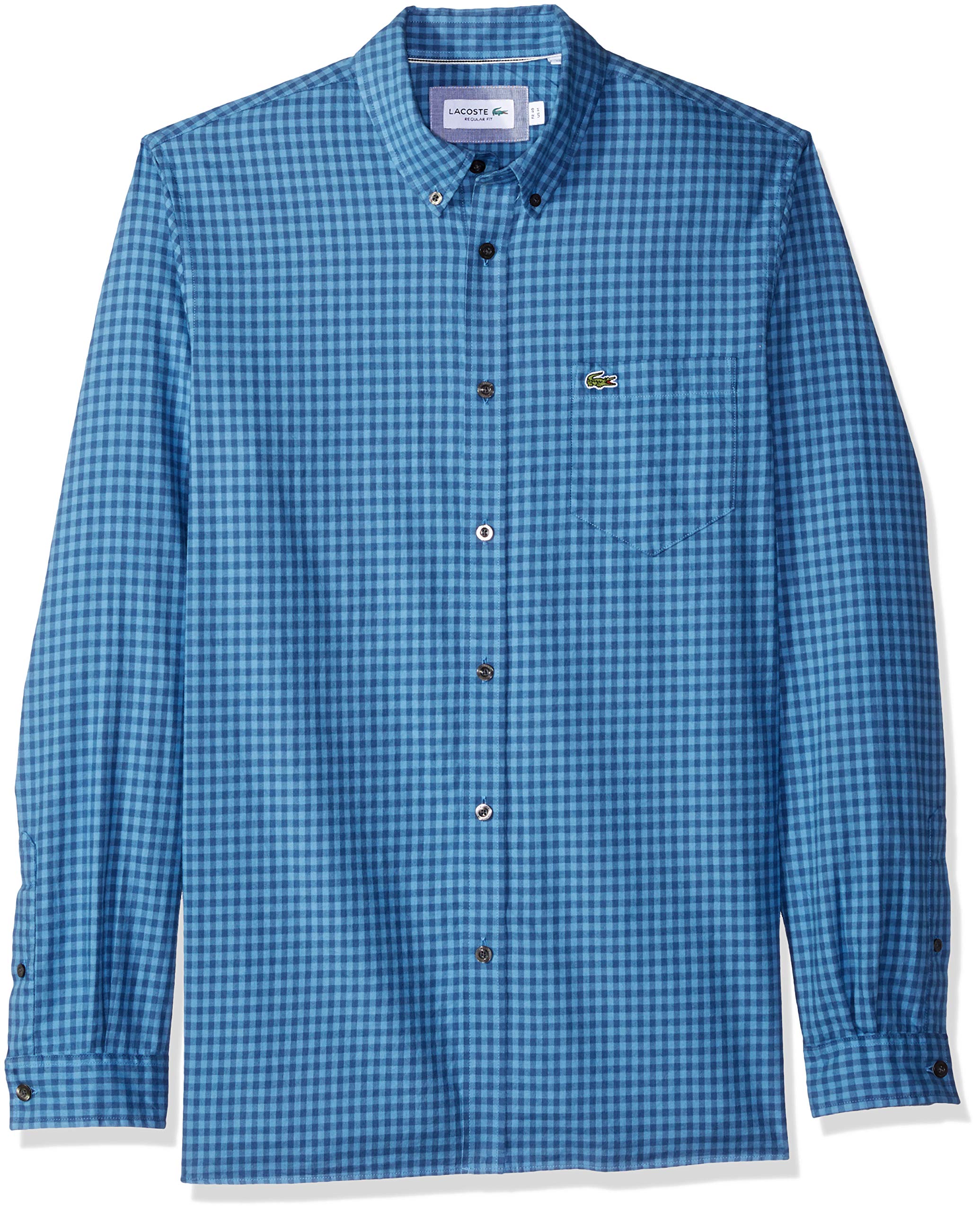 Lacoste Men's Classic Fit Long Sleeve Checkered Button Down Shirt - Casual Office Wear & Smart Outfits for Business & Social Events