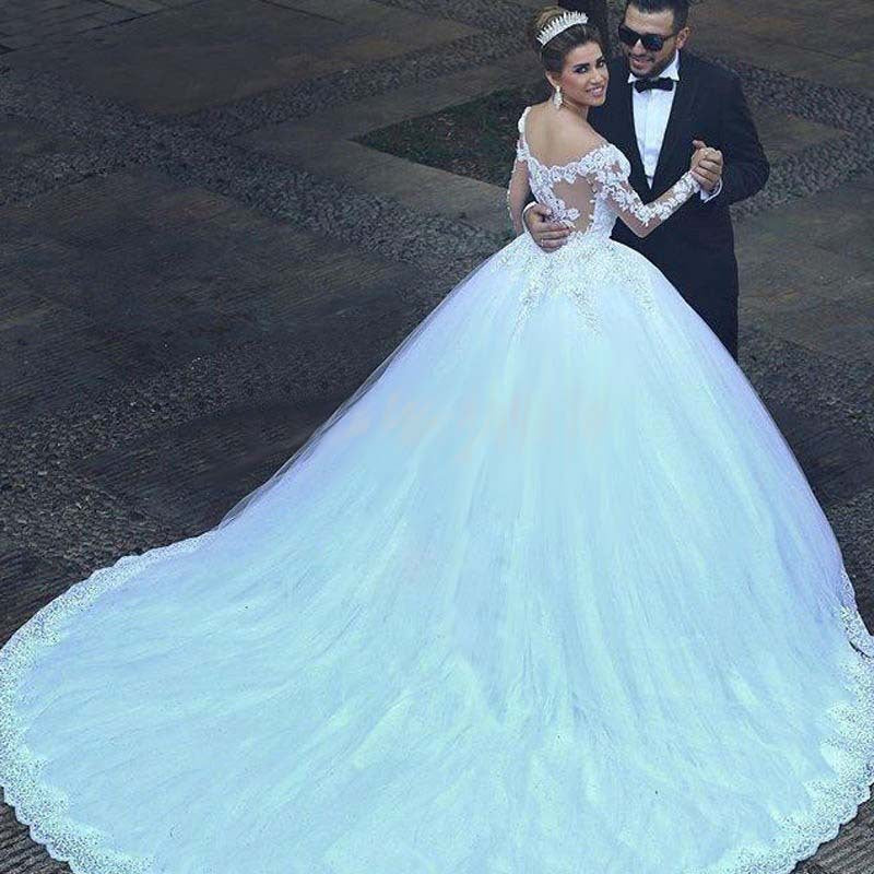 Elegant Long Sleeve Lace Wedding Dress for Brides - Perfect for Church Ceremonies, Formal Receptions & Romantic Photoshoots