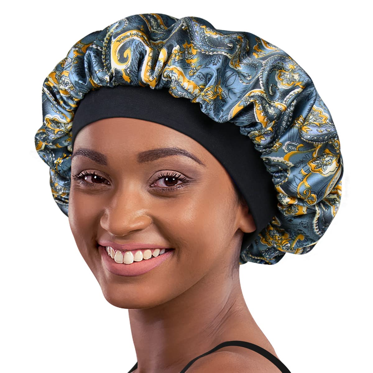 Satin Lined Sleep Bonnet for Natural Hair Protection - Soft Silk Hair Bonnet for Women & Men - Perfect for Nighttime Hair Care, Travel & Daily Use
