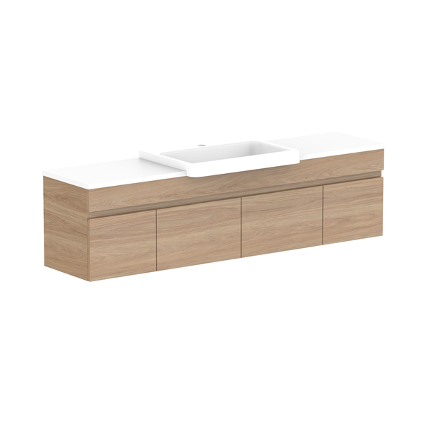 ADP Glacier Pro Semi Recessed Bathroom Vanity Set with Solid Surface Top - 24 Inch Modern Slim Cabinet for Small Spaces, Perfect for Powder Rooms and Guest Bathrooms