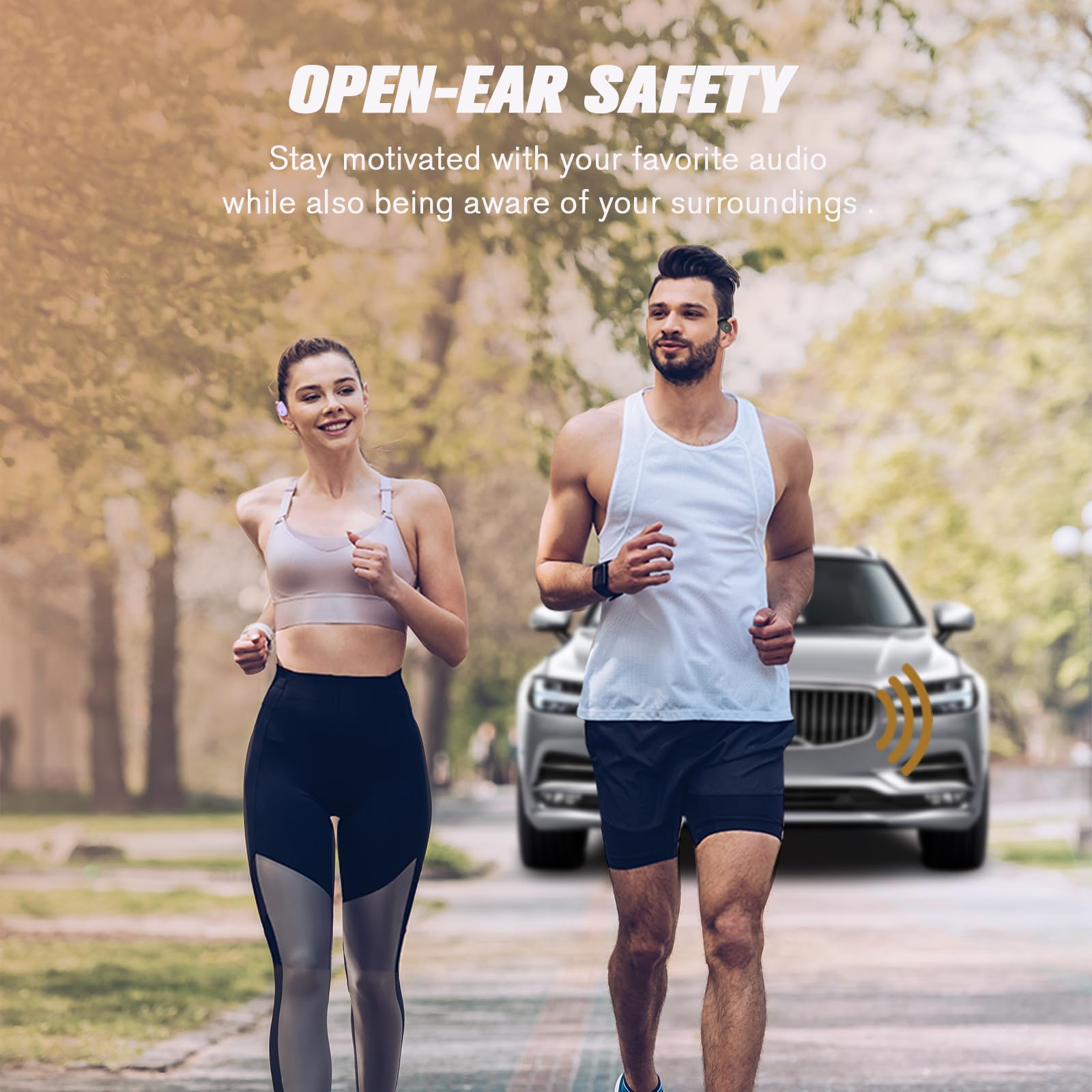 Open Ear Wireless Bluetooth Headphones - Bone Conduction Earbuds with Air Conduction Technology, Comfortable Over-Ear Hanging Design (Skin Tone) | Perfect for Running, Cycling, Workouts & Outdoor Activities