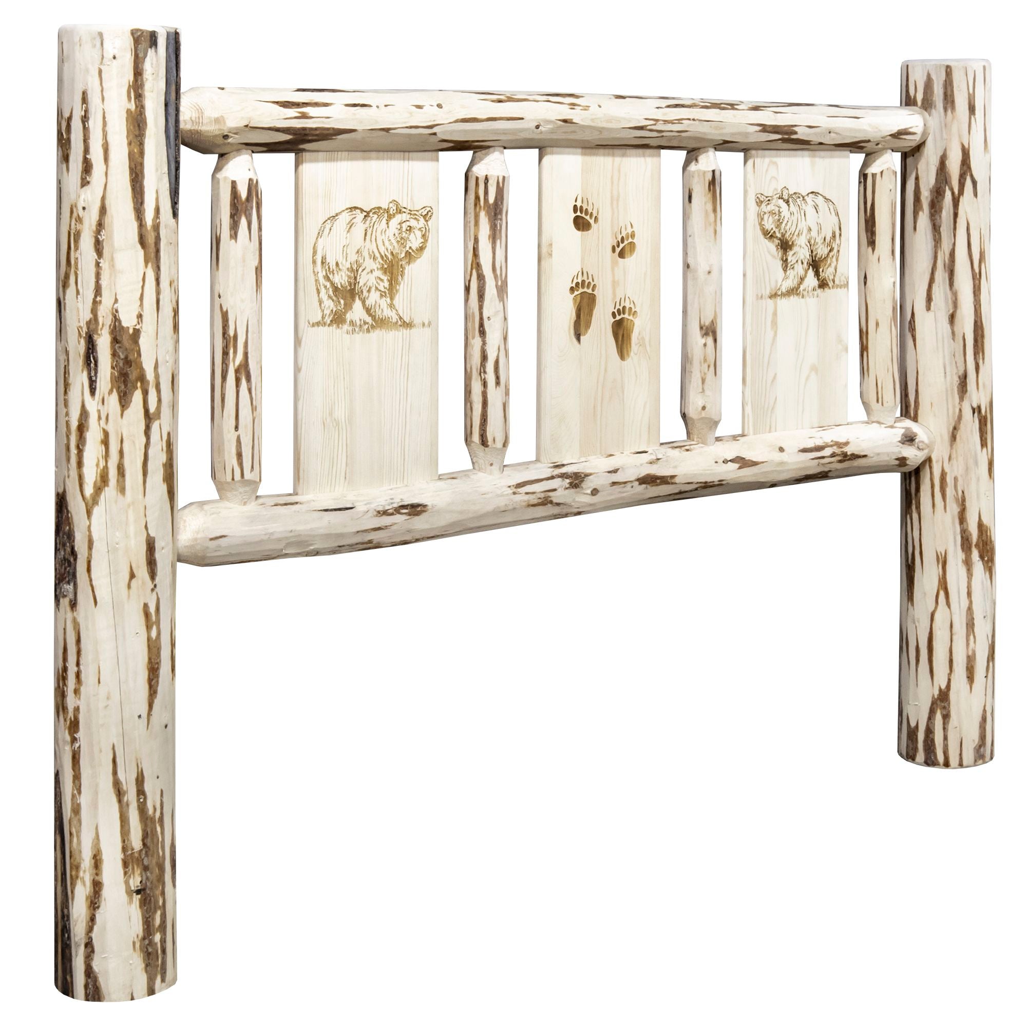 Montana Headboard with Laser Engraved Design - Unfinished Solid Wood Bed Headboard for DIY Home Decor | Perfect for Rustic, Farmhouse & Cabin Bedroom Styles