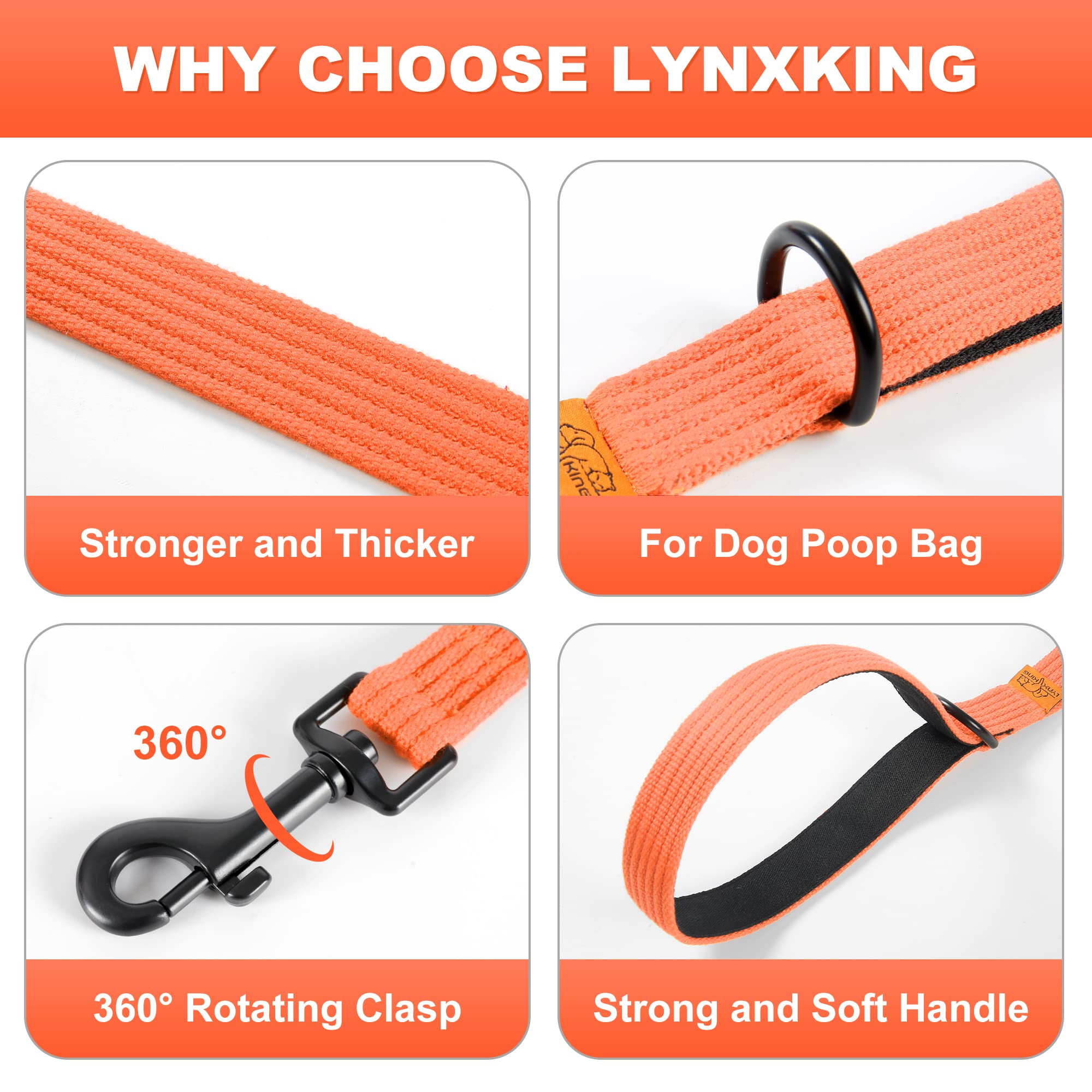 **LynxKing 2FT Heavy Duty Nylon Dog Leash for Large, Medium & Small Dogs - Durable Short Leash with D Ring for Walking, Training & Puppy Control - Perfect for Outdoor Adventures, Park Visits & Obedience Classes**