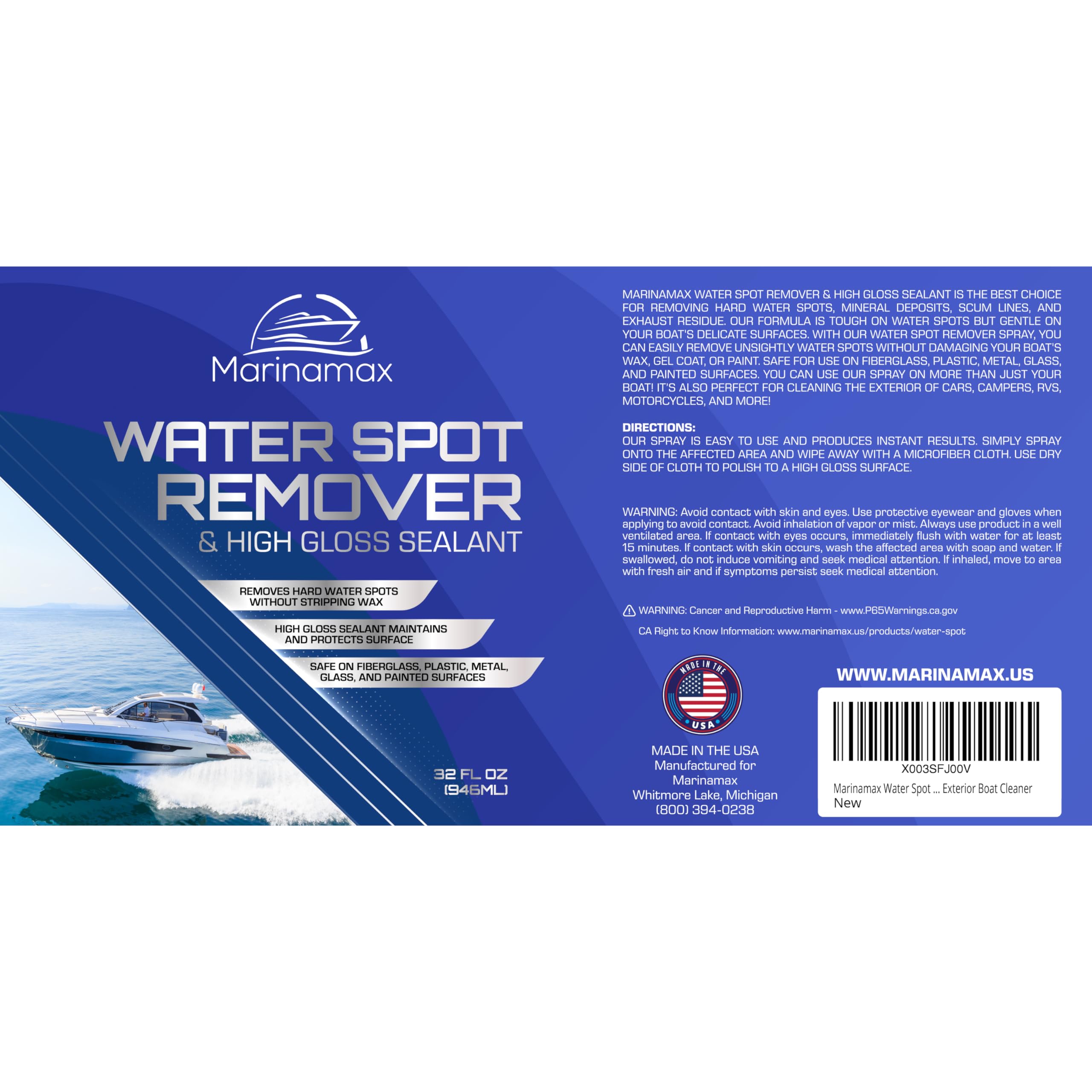 Premium Water Spot Remover & High Gloss Sealant for Boats, Cars, RVs, Motorcycles – Marine & Auto Detailing Protection – Restores Shine & Prevents Water Spots – Ideal for Showroom Finish & Outdoor Vehicle Care