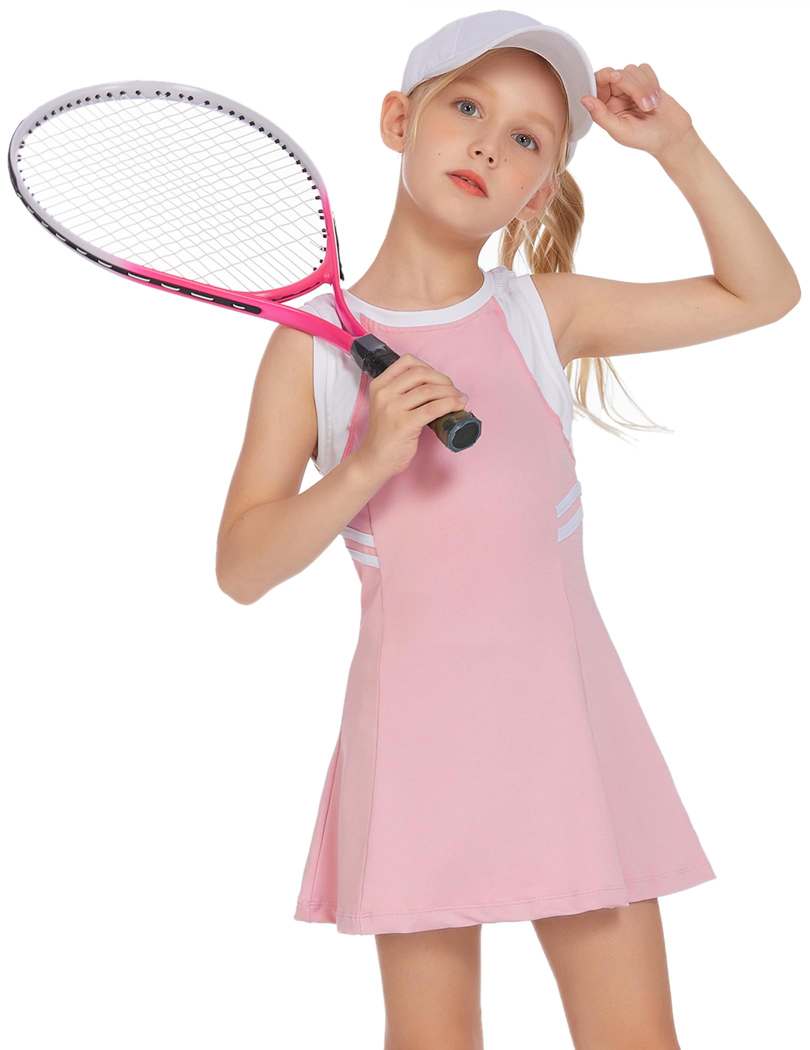 Zaclotre Girls Tennis & Golf Dress Outfit - Sleeveless Sports Dress with Pockets & Built-in Shorts - Activewear Set for Tennis, Golf & Outdoor Activities