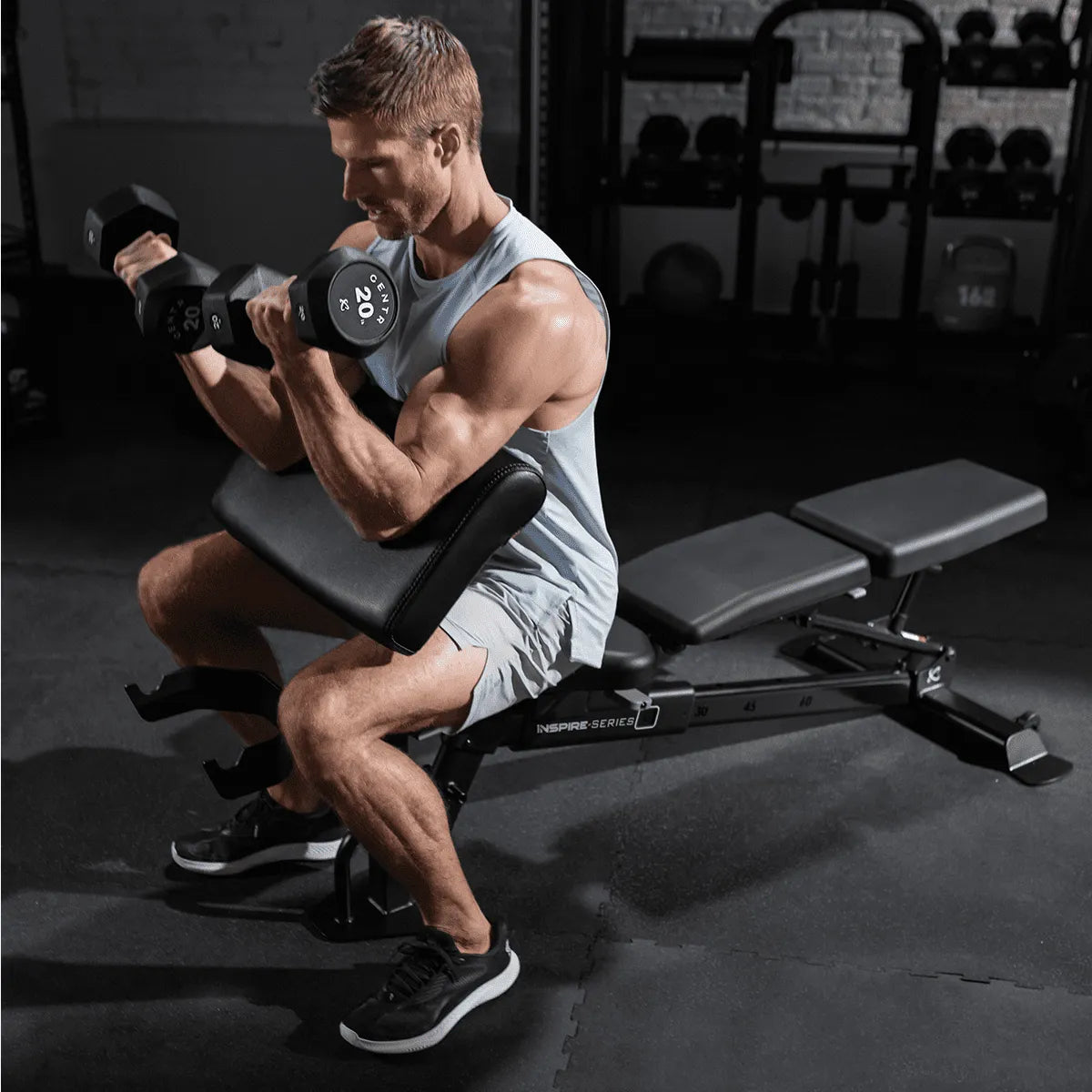 Inspire Series FID7 PRO Adjustable Weight Bench for Home Gym - 7-Position Incline Decline Workout Bench for Strength Training & Full-Body Exercises - Perfect for Dumbbell Press, Sit-Ups & More