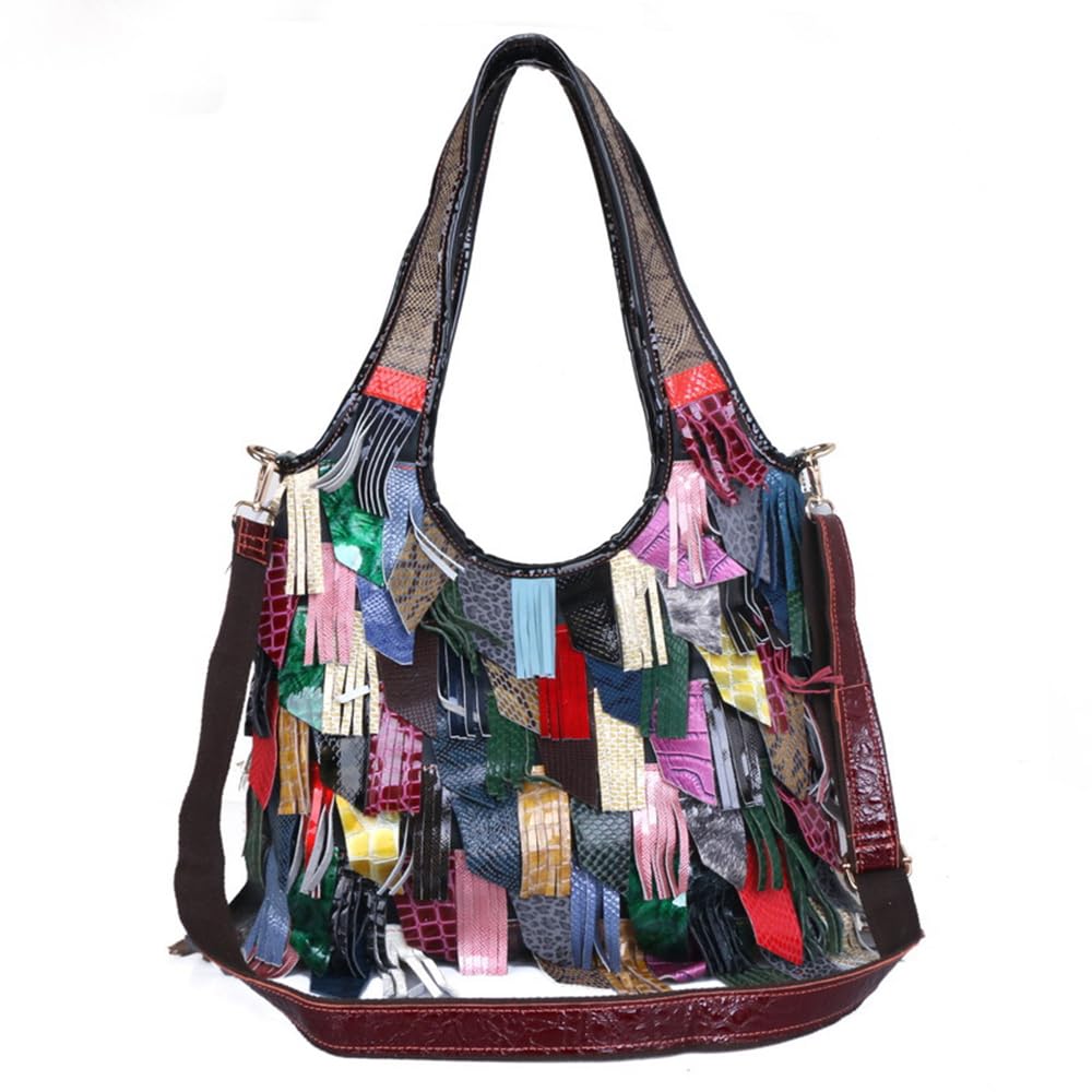 Genuine Leather Women's Multicolor Boston Bag - Large Tote Handbag for Work, Travel & Everyday Use | Stylish & Spacious Purse for Women
