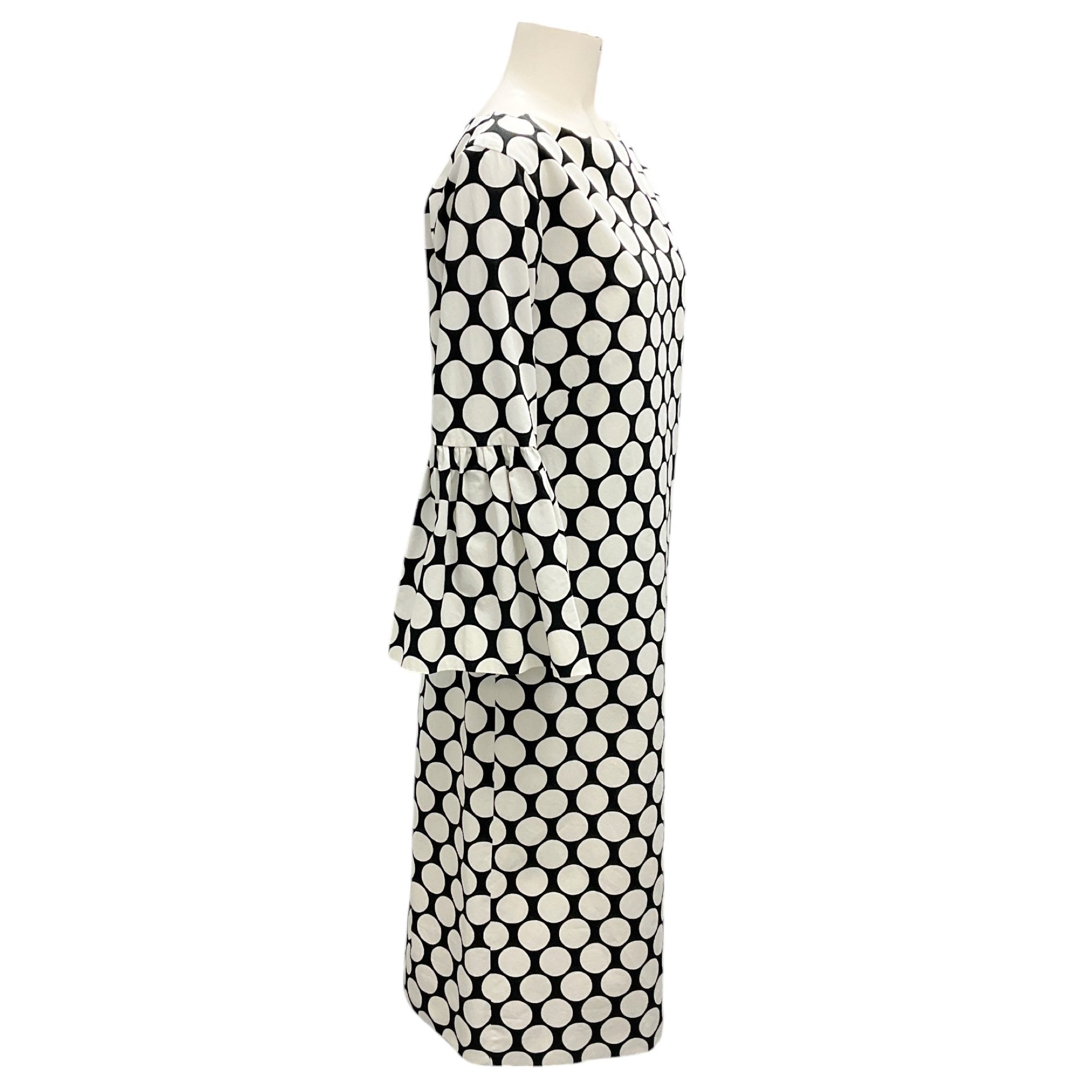 Dries van Noten White and Black Polka Dot Print Cotton Midi Dress - Perfect for Summer Parties, Weddings & Office Wear