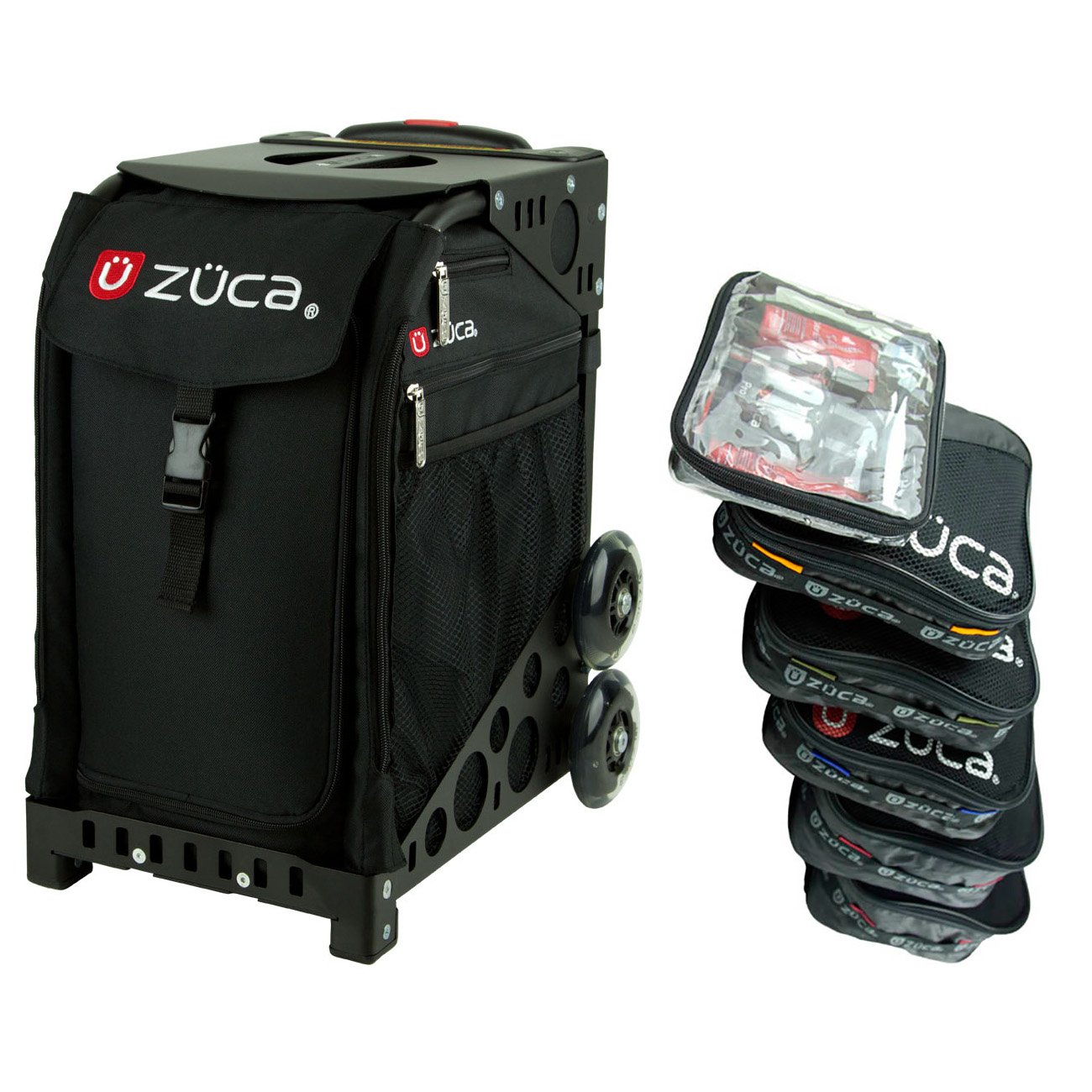 ZUCA Obsidian Sport Insert Bag with Black Frame - 5 Packing Pouches & Toiletry Bag Set | Travel Organizer for Gym, Sports Gear & Weekend Getaways