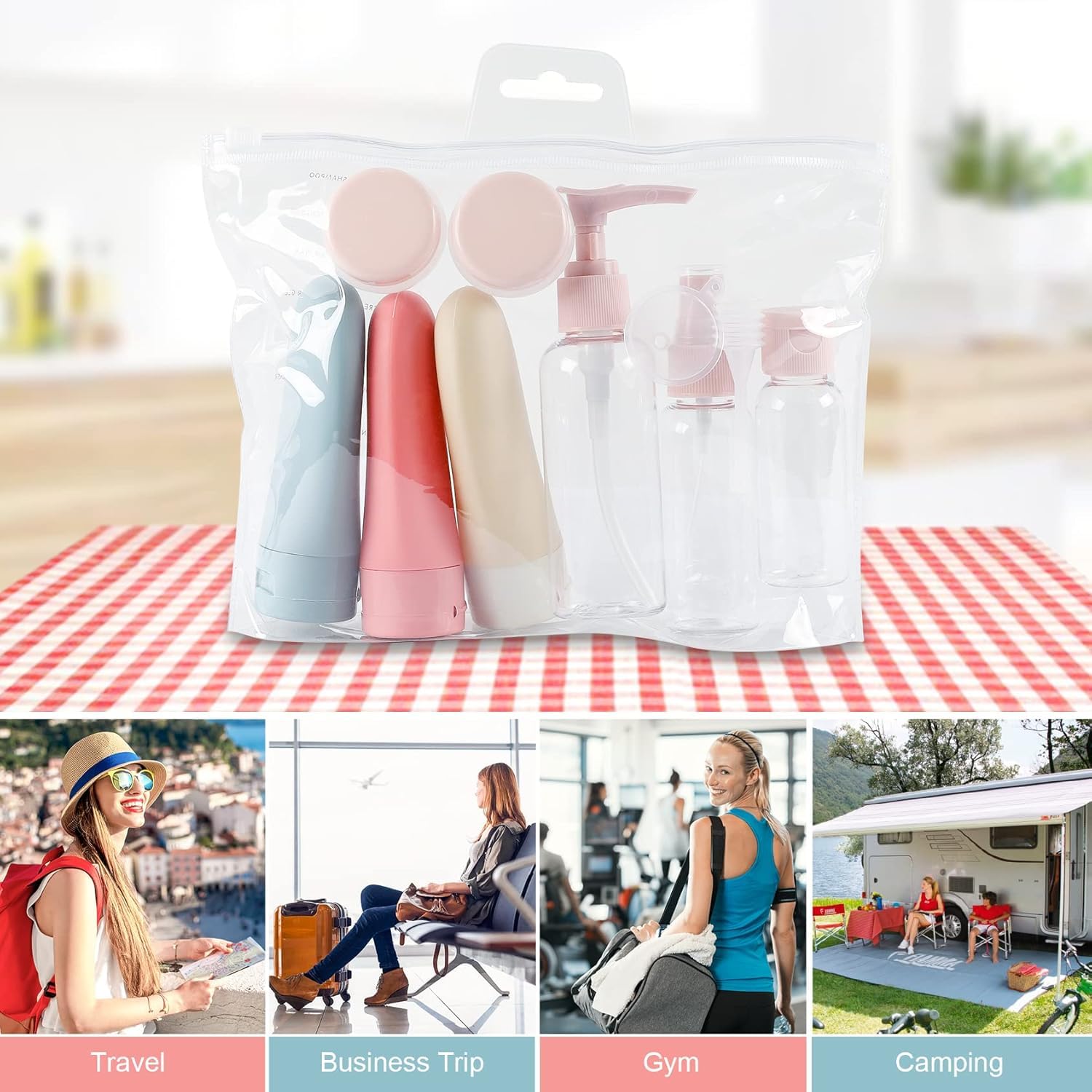 12Pcs Travel Bottle Set for Toiletries - Leak-Proof 60ml Squeezable Containers with Bag for Lotion, Shampoo & Skincare | Perfect for Air Travel, Gym, Camping & Vacation Essentials