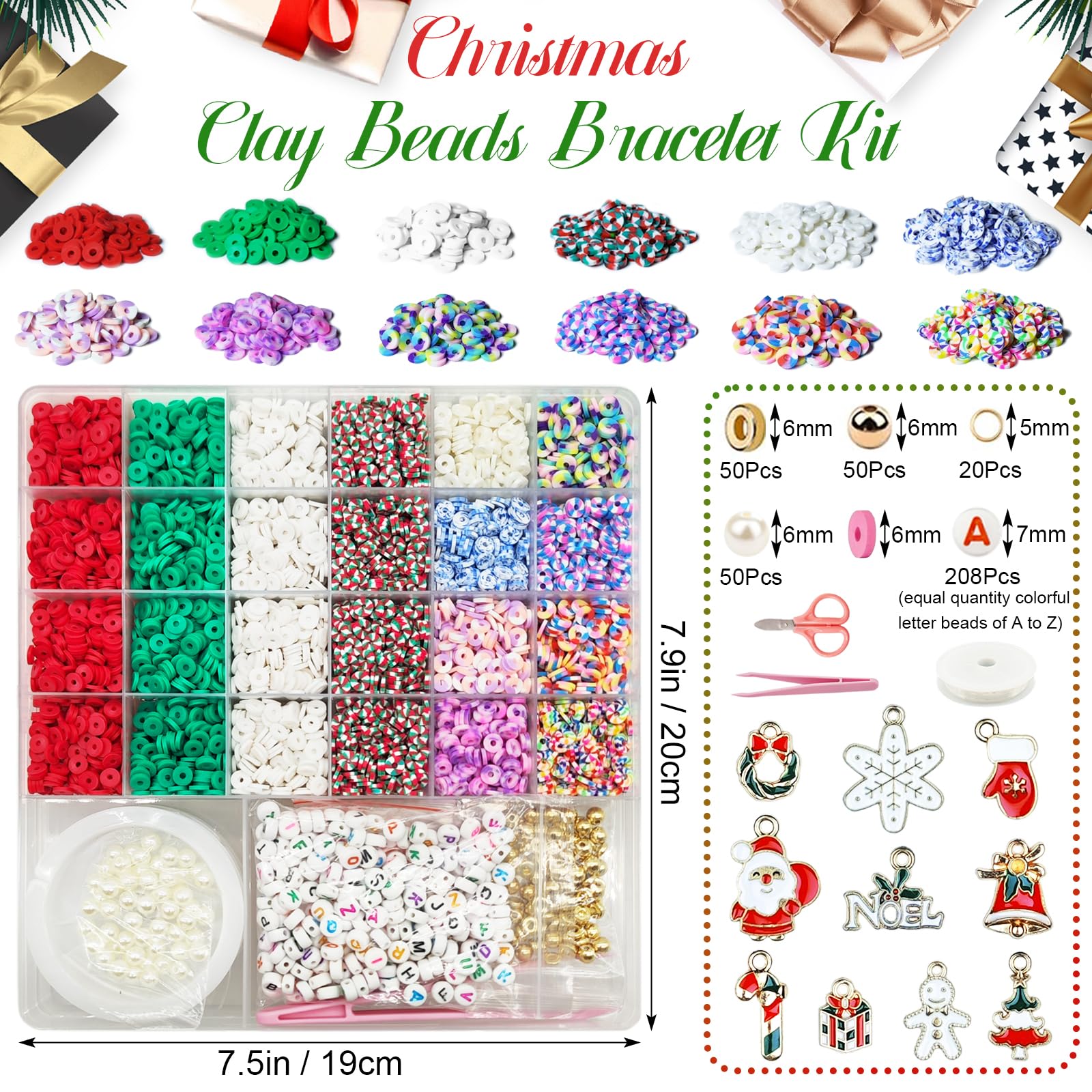 Dayify DIY Christmas Bracelet Making Kit - 300+ Gold Beads, Letter Beads & Holiday Charms for Jewelry Crafting | Friendship Bracelet Kit for Girls, Teens & Adults | Perfect Holiday Gift & Christmas Party Activity
