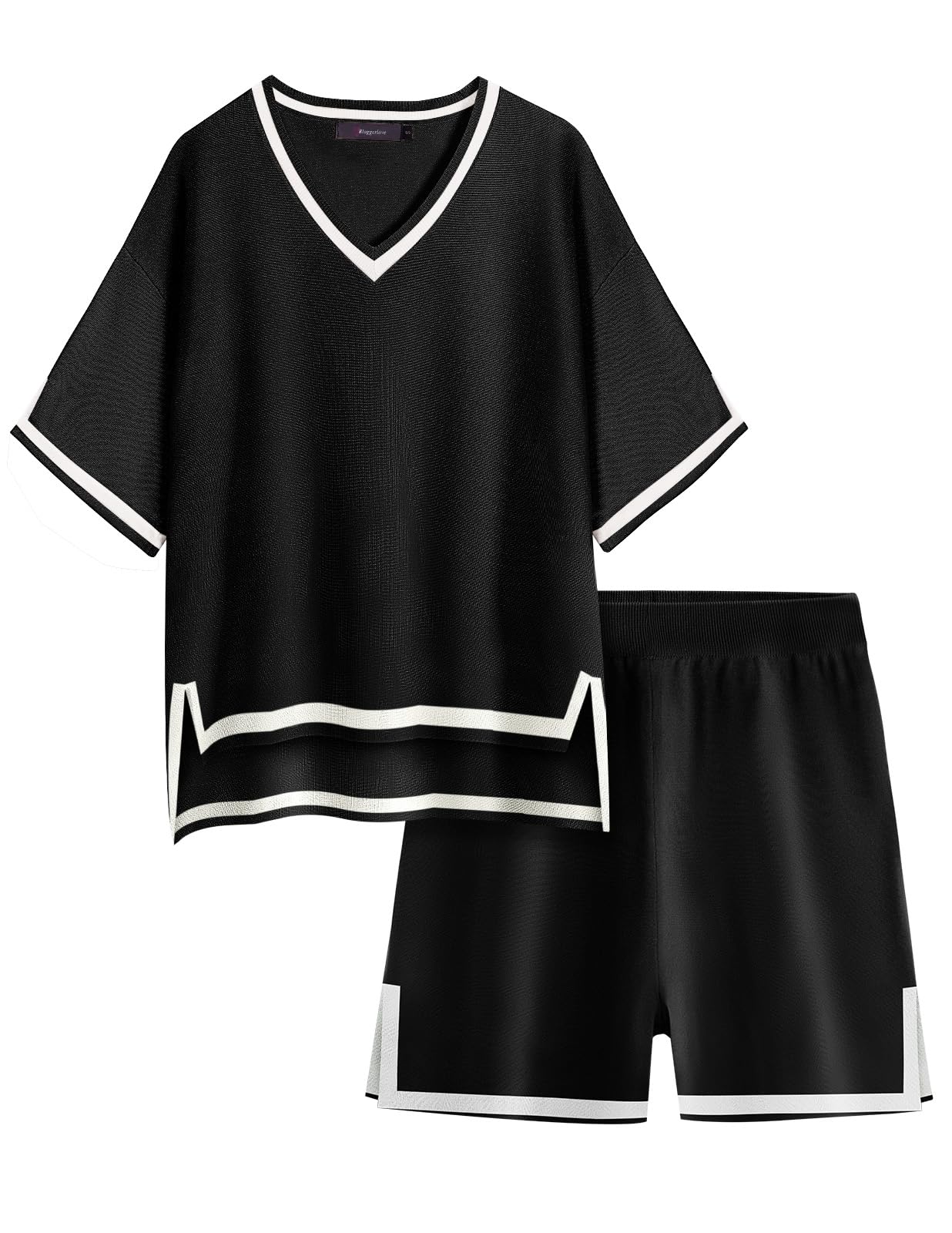 Bloggerlove Women's Lightweight Knit Short Sets - 2 Piece Lounge Outfit, Soft Sweater & Shorts Comfy Set for Casual Wear, Home Relaxing, Travel & Yoga
