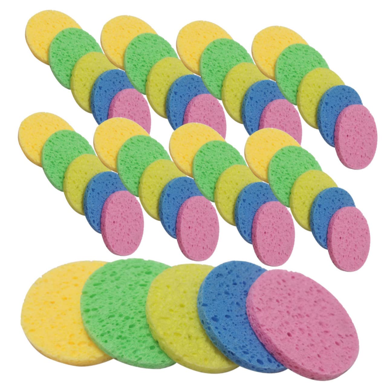 50pcs Biodegradable Wood Pulp Makeup Sponges - Reusable Facial Cleansing Sponges for Makeup Removal & Exfoliation | Gentle Cosmetic Sponges for Estheticians, Daily Makeup & Skincare Routine