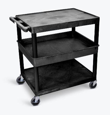 Luxor 3-Tier Large Gray Storage Cart with Wheels - Perfect for Home Organization, Office Supplies, or Kitchen Storage