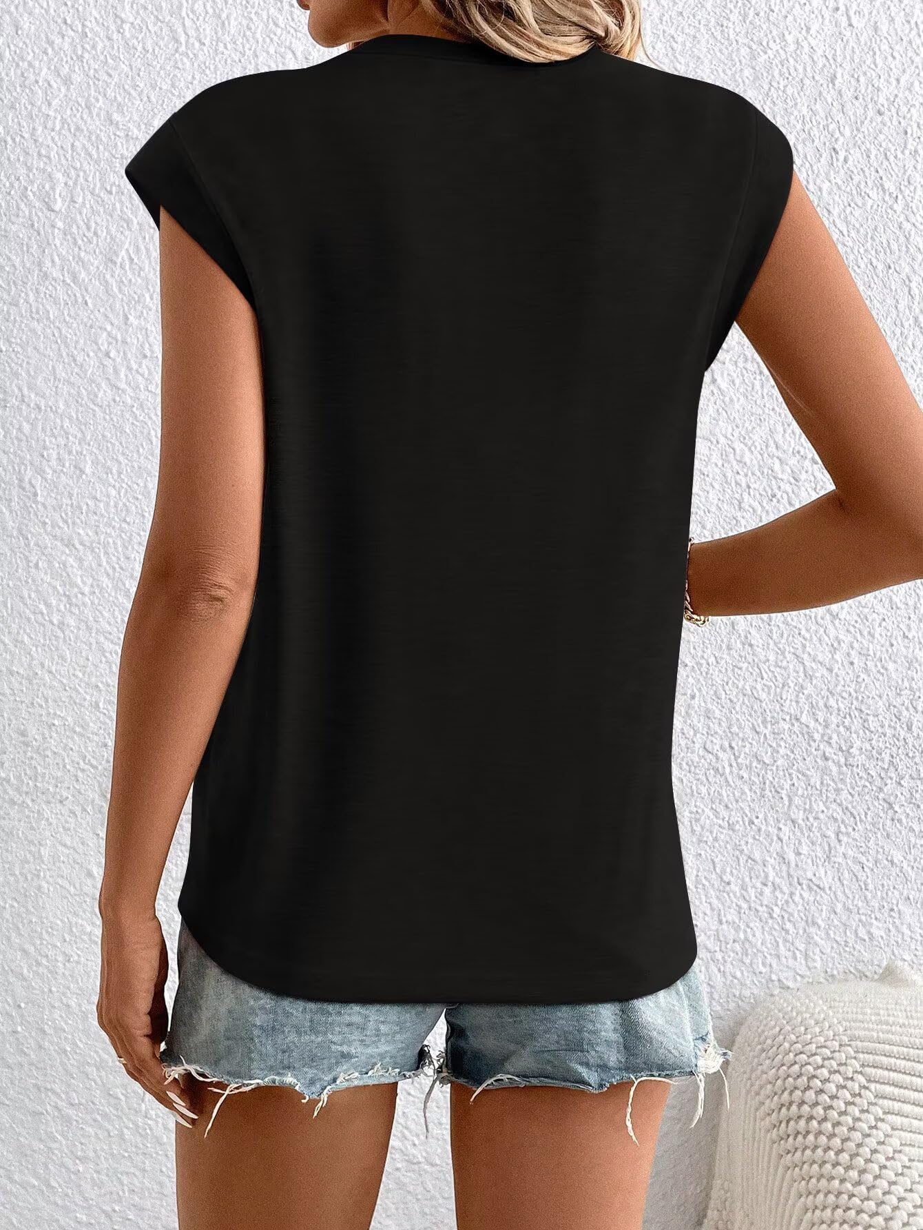 Bliwov Women's Cap Sleeve T-Shirts 2 Pack - Trendy Casual Basic Tees for Spring & Summer 2025 - Beach Vacation Outfit, Lounge Wear, Daily Fashion Essentials