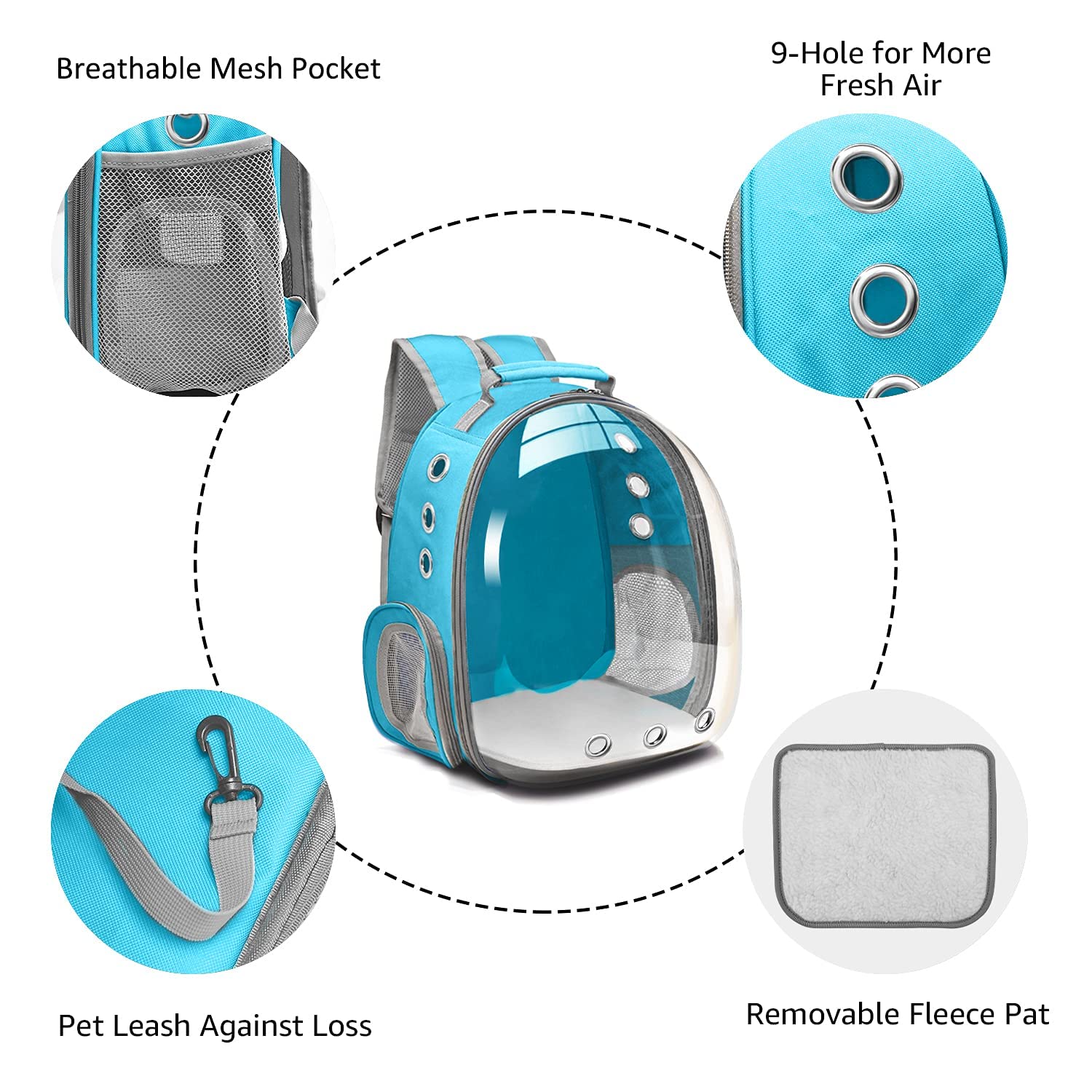 RvPaws Dog Carrier Backpack - Front & Back Pet Carrier for Small to Medium Dogs & Cats, Travel-Friendly Space Capsule Knapsack - Blue | Perfect for Hiking, Air Travel & Outdoor Adventures