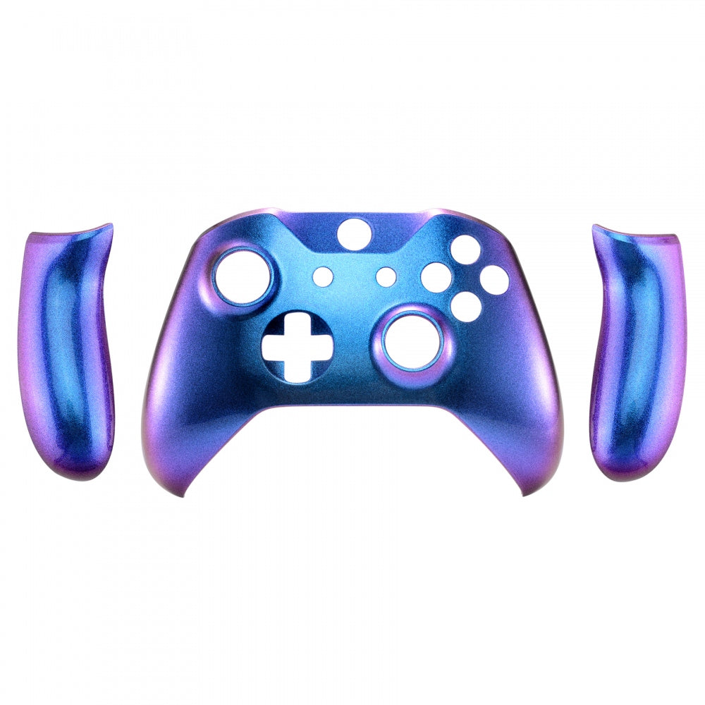 eXtremeRate Replacement Front Housing Shell with Side Rails Panel for Xbox One X & S Controller (Model 1708) - Chameleon Purple Blue | Custom Gaming Controller Shell | Perfect for Xbox One X/S Controller Repair & Modding | Ideal for Gamers & DIY Enthusiasts