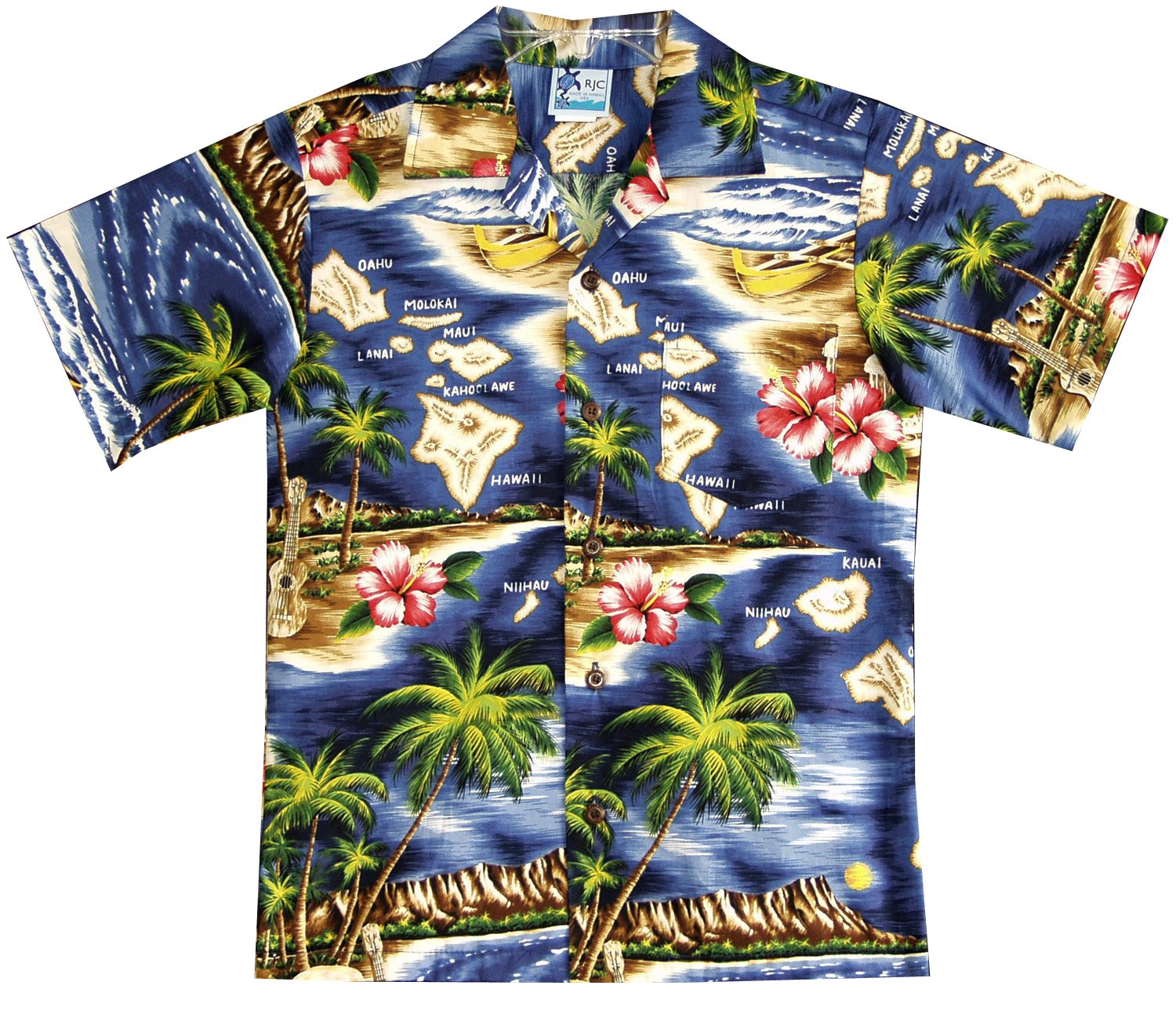 RJC Boys' Hibiscus Hawaiian Shirt - Tropical Aloha Shirt for Kids - Perfect for Beach Vacations, Luau Parties & Summer Outfits