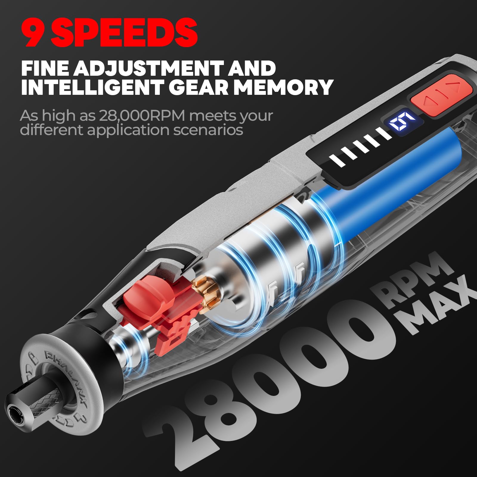 PHALANX 4V Cordless Rotary Tool Kit with 80-Piece Accessories, 4000mAh Li-Ion Battery & 9-Speed Adjustment - Perfect for Cutting, Sanding, Carving, Polishing & Engraving DIY Projects, Home Repairs, and Crafting