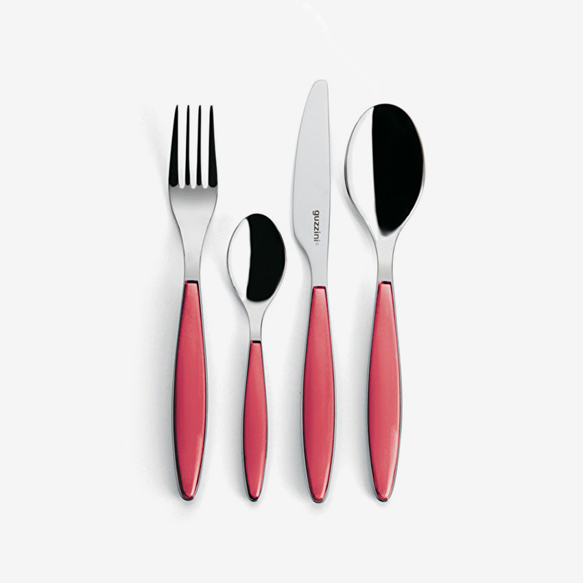 Guzzini Feeling 24-Piece Stainless Steel Cutlery Set - Knife Fork Spoon Set for Dining, Kitchen & Entertaining - Elegant Flatware for Restaurants, Weddings & Home Use