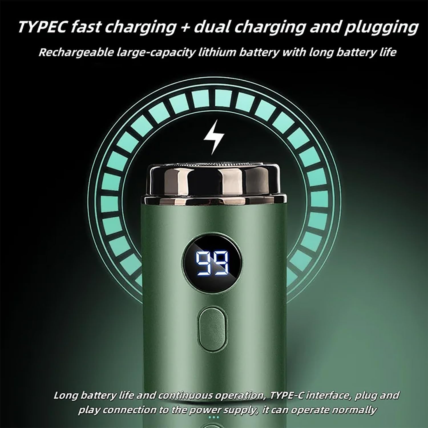 Timeatea Mini Electric Shaver - 2025 New Portable Rechargeable Waterproof Electric Razor for Men & Women - Perfect for Home, Car, Travel & Gym - Green